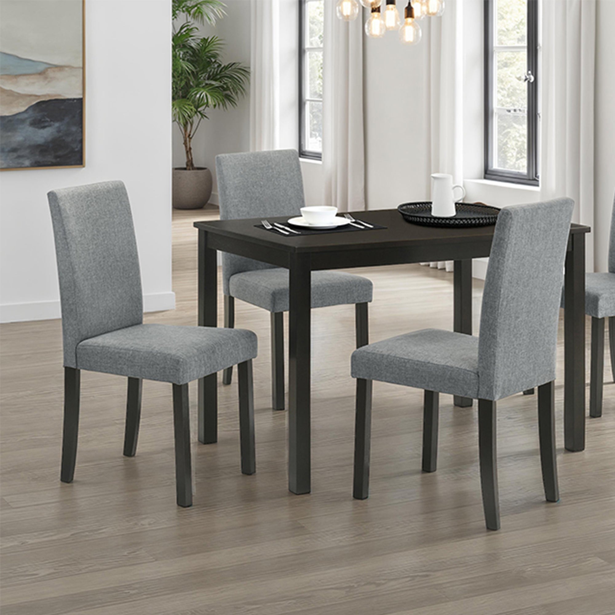 Worland 43 Inch Espresso 5-Piece Rectangle Dining Table with 4 Side Chairs