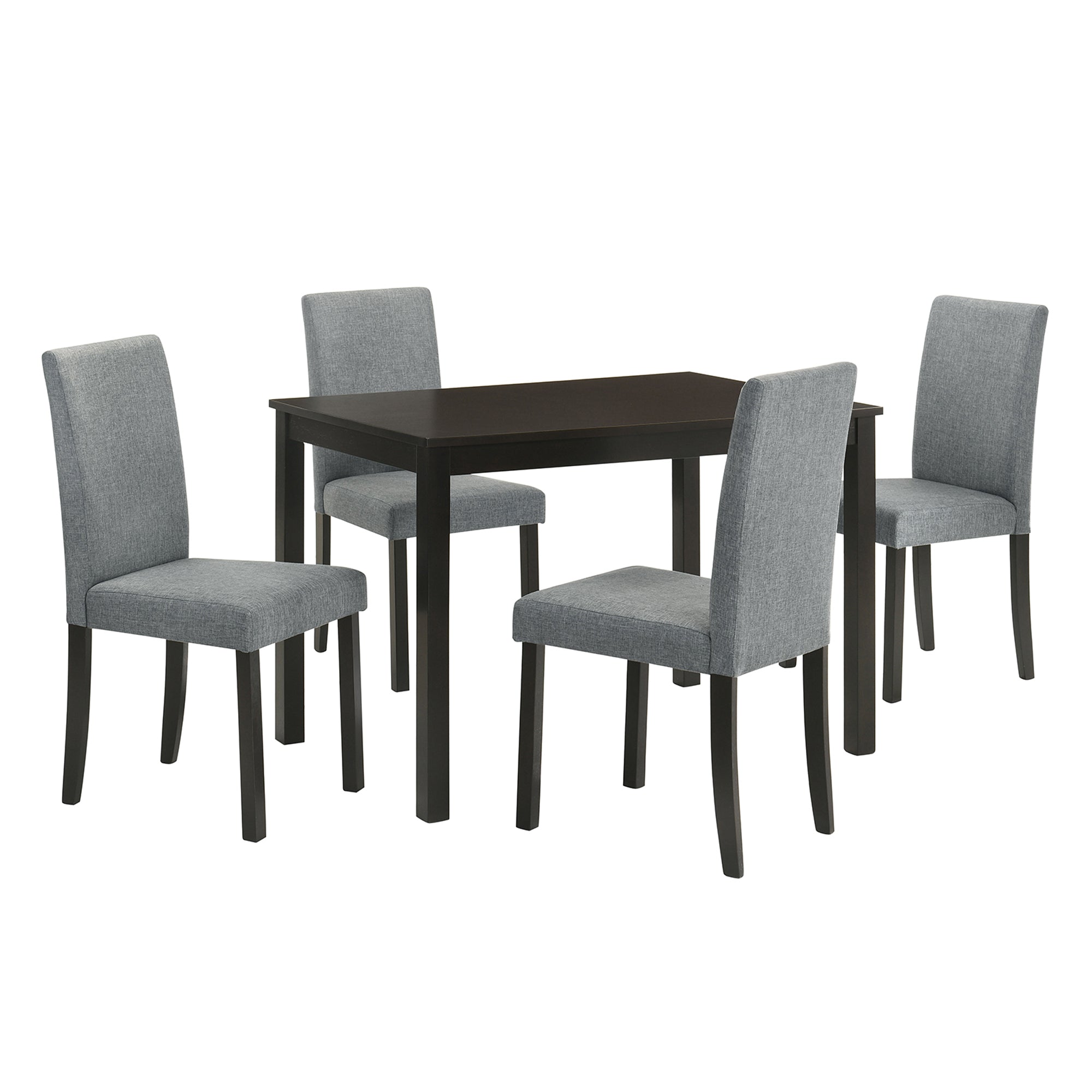 Worland 43 Inch Espresso 5-Piece Rectangle Dining Table with 4 Side Chairs