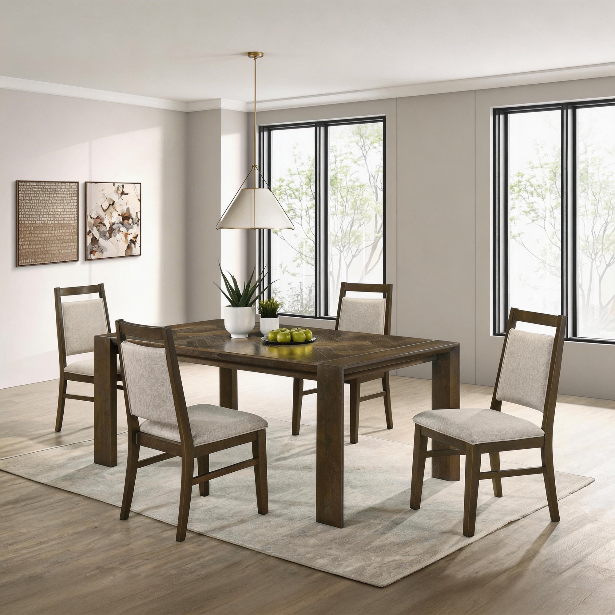 Coppet 71" Dark Walnut Rectangle Dining Table with Side Chairs