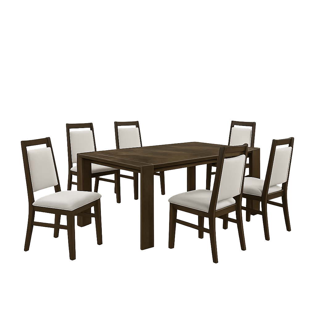 Coppet 71" Dark Walnut Rectangle Dining Table with Side Chairs