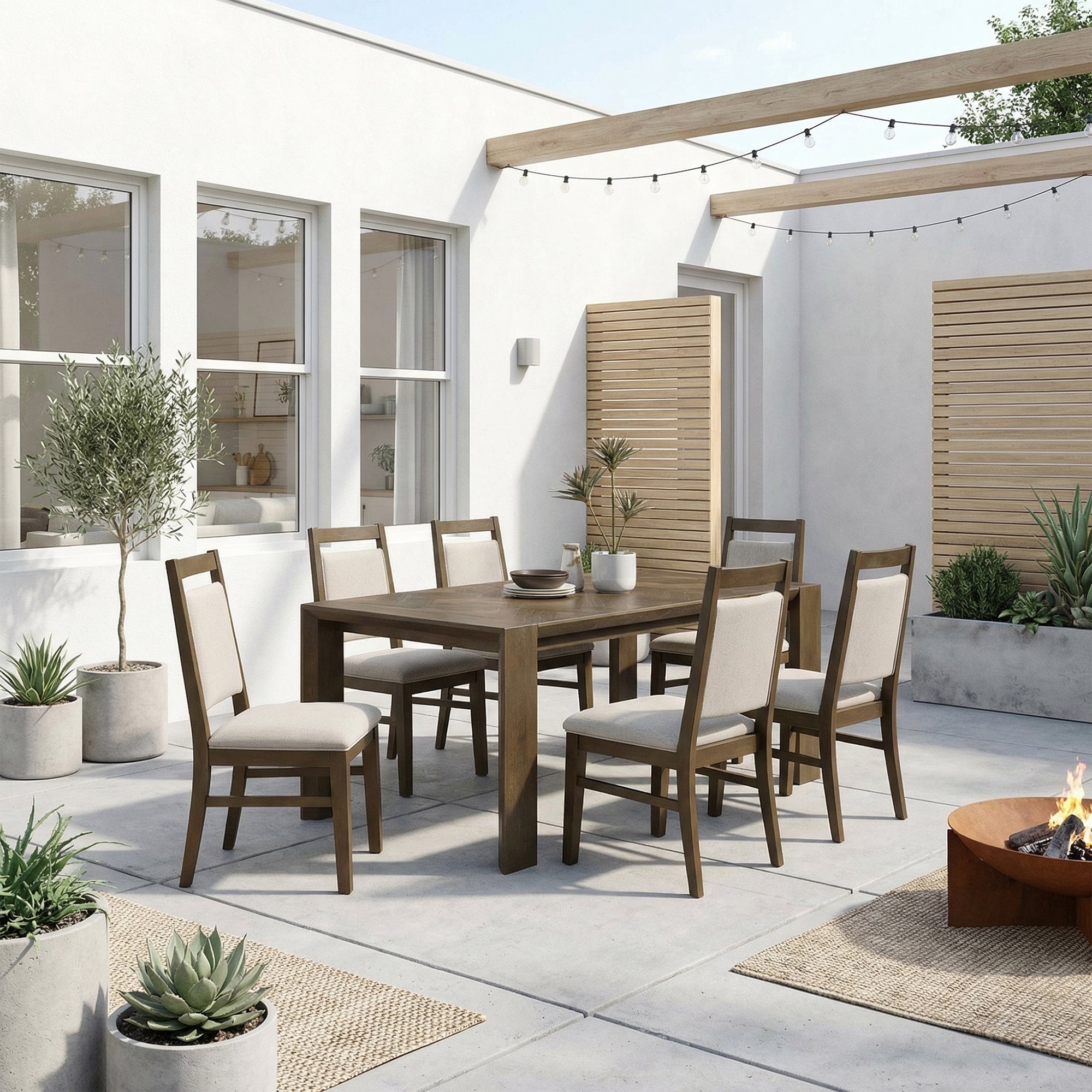 Coppet 71" Dark Walnut Rectangle Dining Table with Side Chairs
