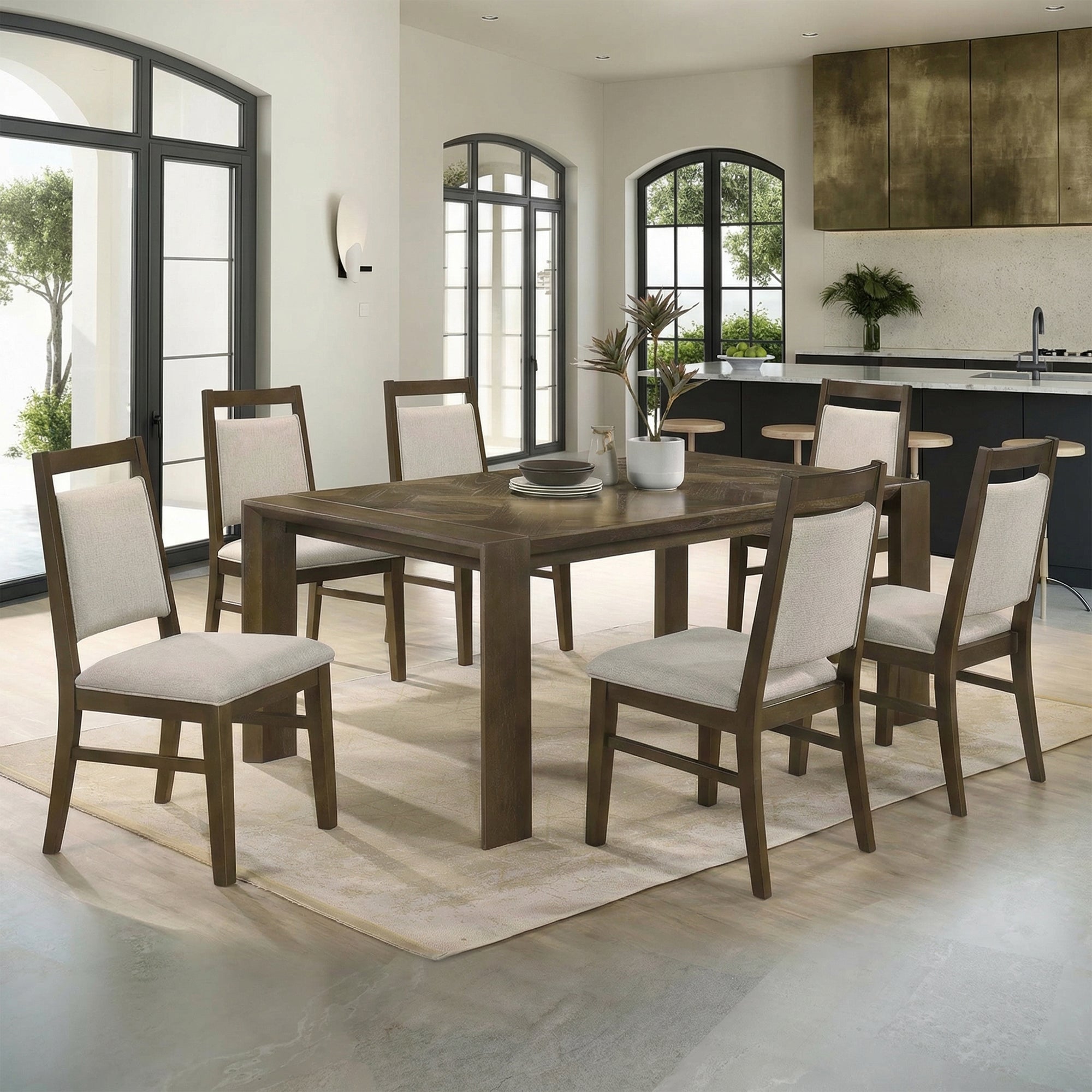 Coppet 71" Dark Walnut Rectangle Dining Table with Side Chairs