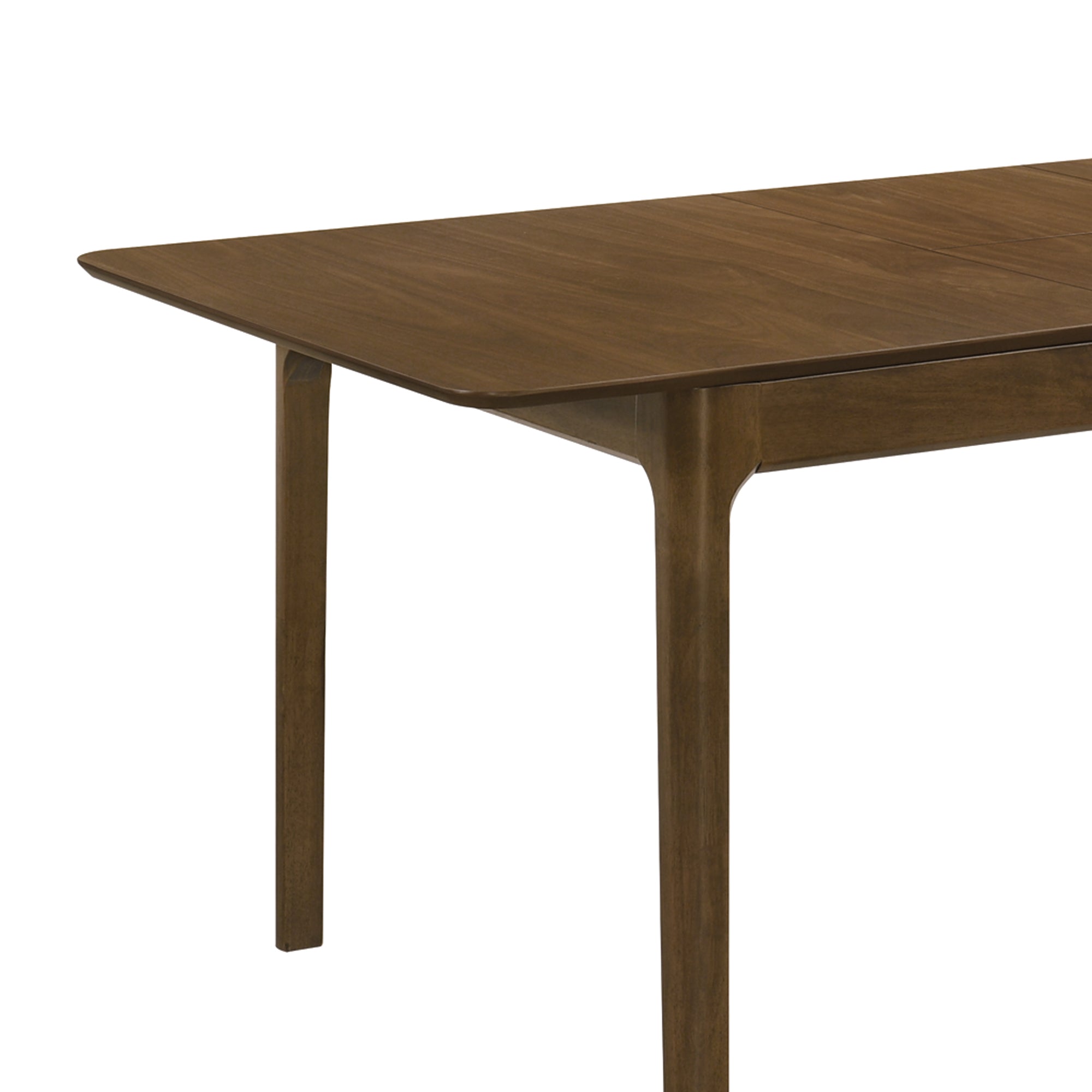 Raissa 74 Inch Walnut Rectangular Soft Rounded-Edge Extendable Wooden Dining Table with Side Chairs