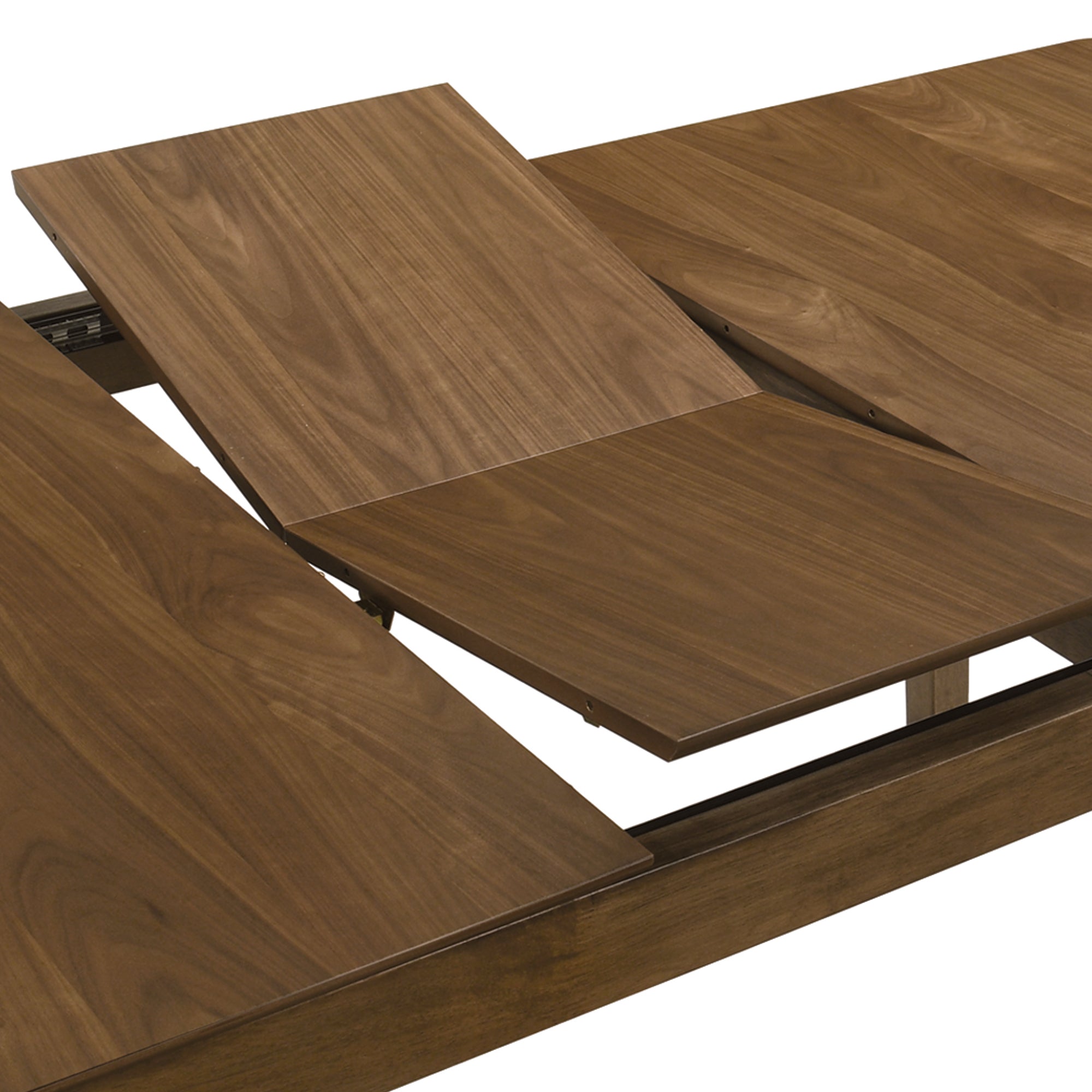 Raissa 74 Inch Walnut Rectangular Soft Rounded-Edge Extendable Wooden Dining Table with Side Chairs