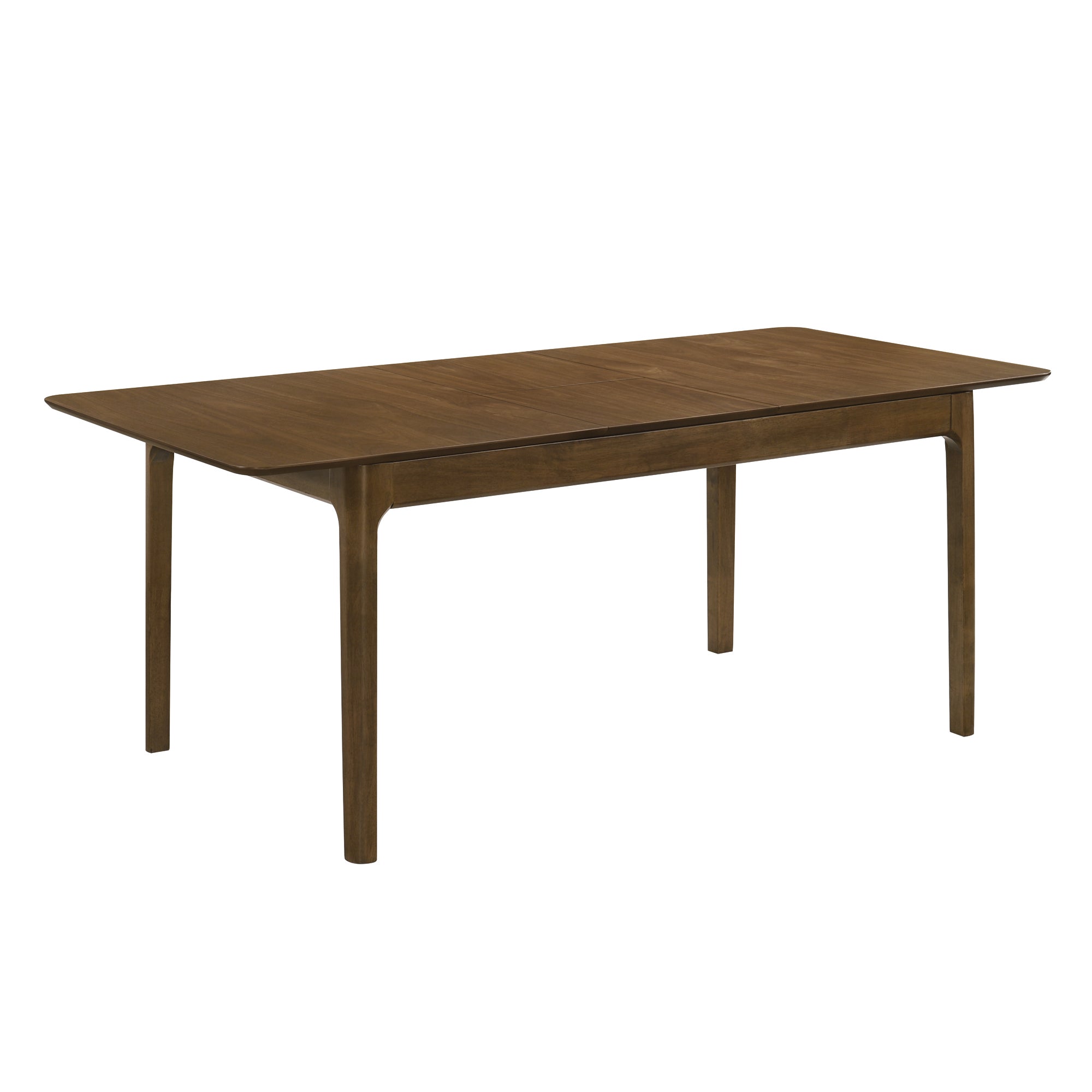 Raissa 74 Inch Walnut Rectangular Soft Rounded-Edge Extendable Wooden Dining Table with Side Chairs
