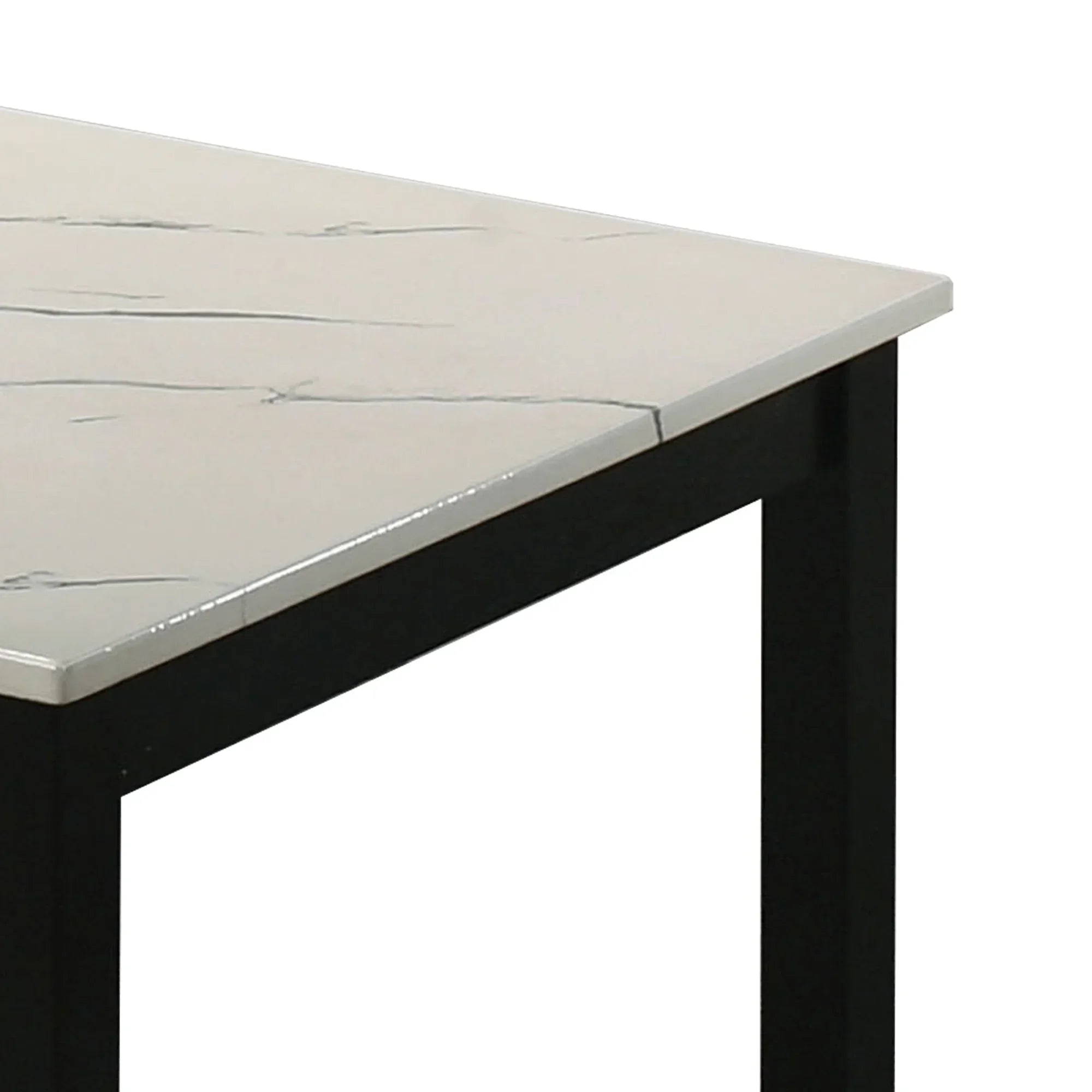 Findlay 3-Piece 47.5 in. Rectangle Faux Marble Top Coffee Table Set with Solid Wood Legs