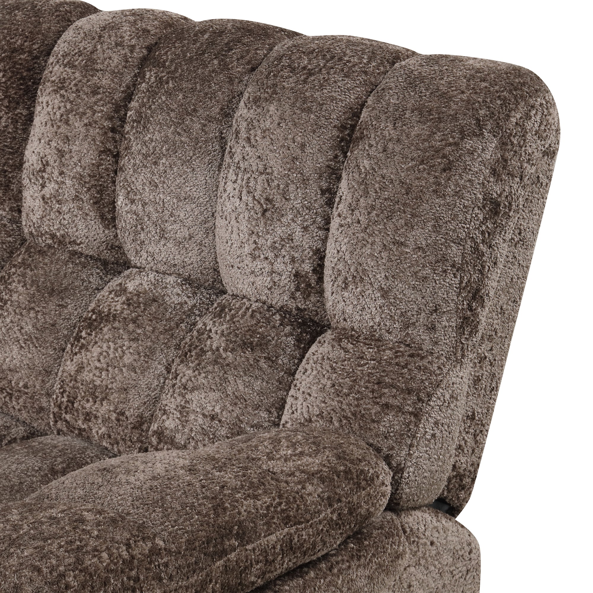 43 Inch Leather Manual Glider Recliner with Biscuit-Padded Seats & Back