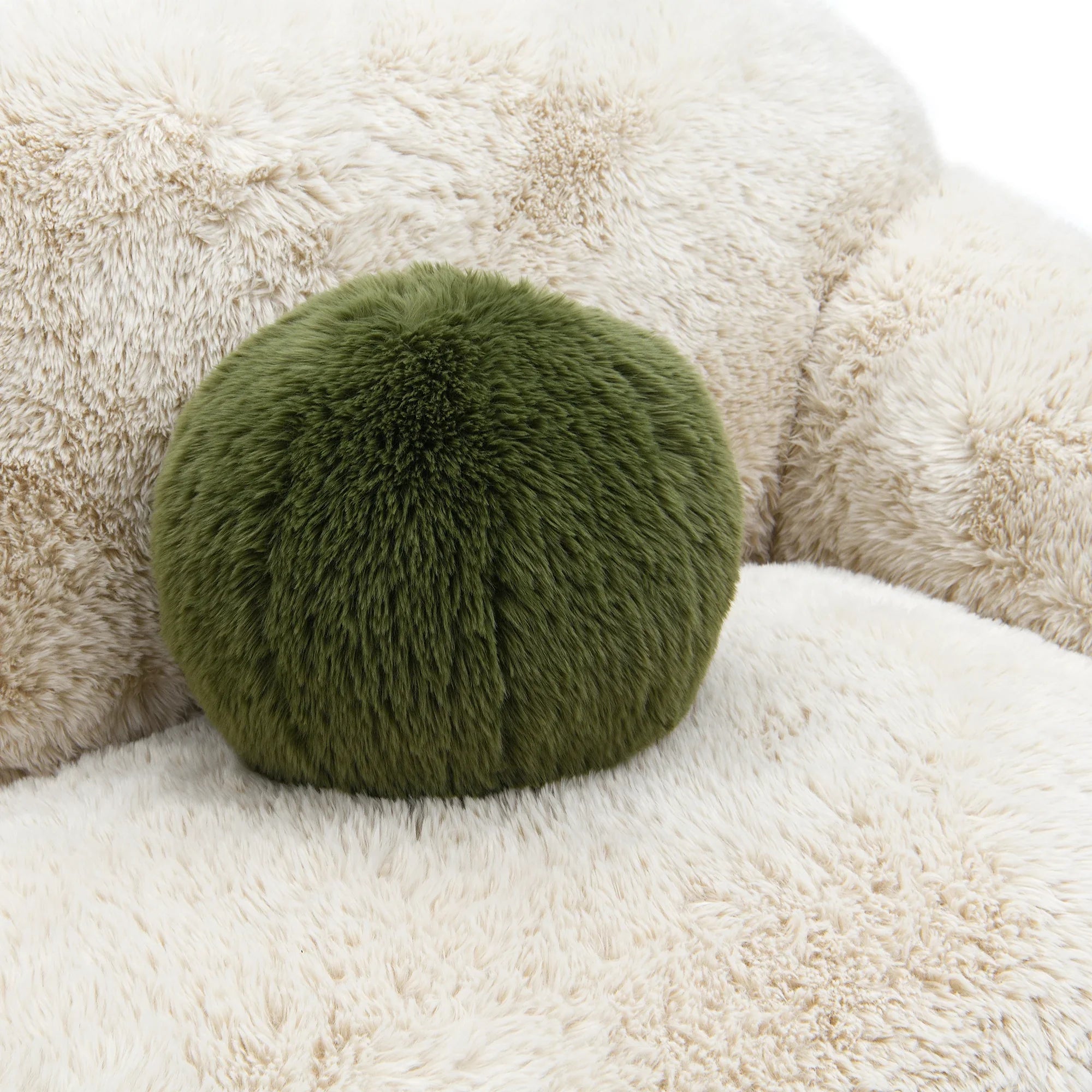 66 Inch Darwen Modern Faux Fur Loveseat with Ball Pillow