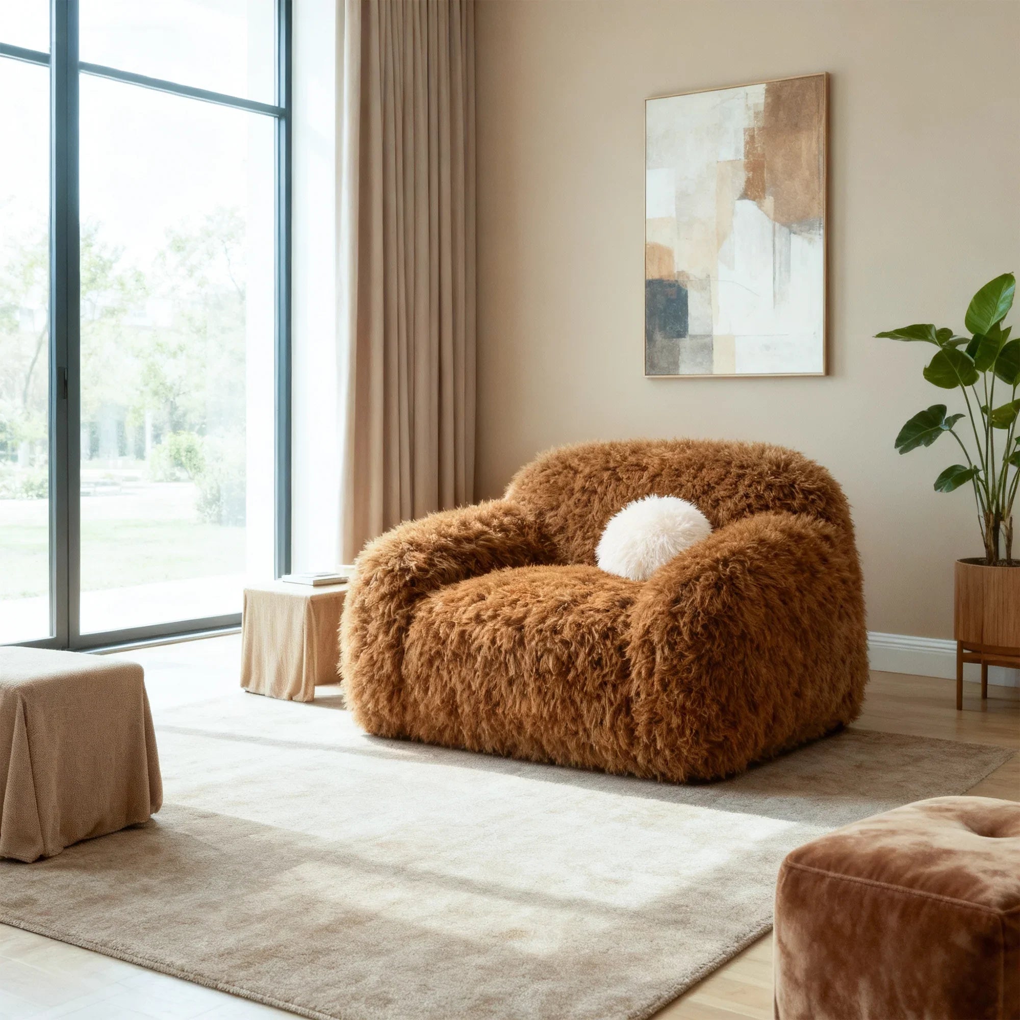 43 Inch Darwen Modern 360-Degree Swivel Chair with Ball Pillow