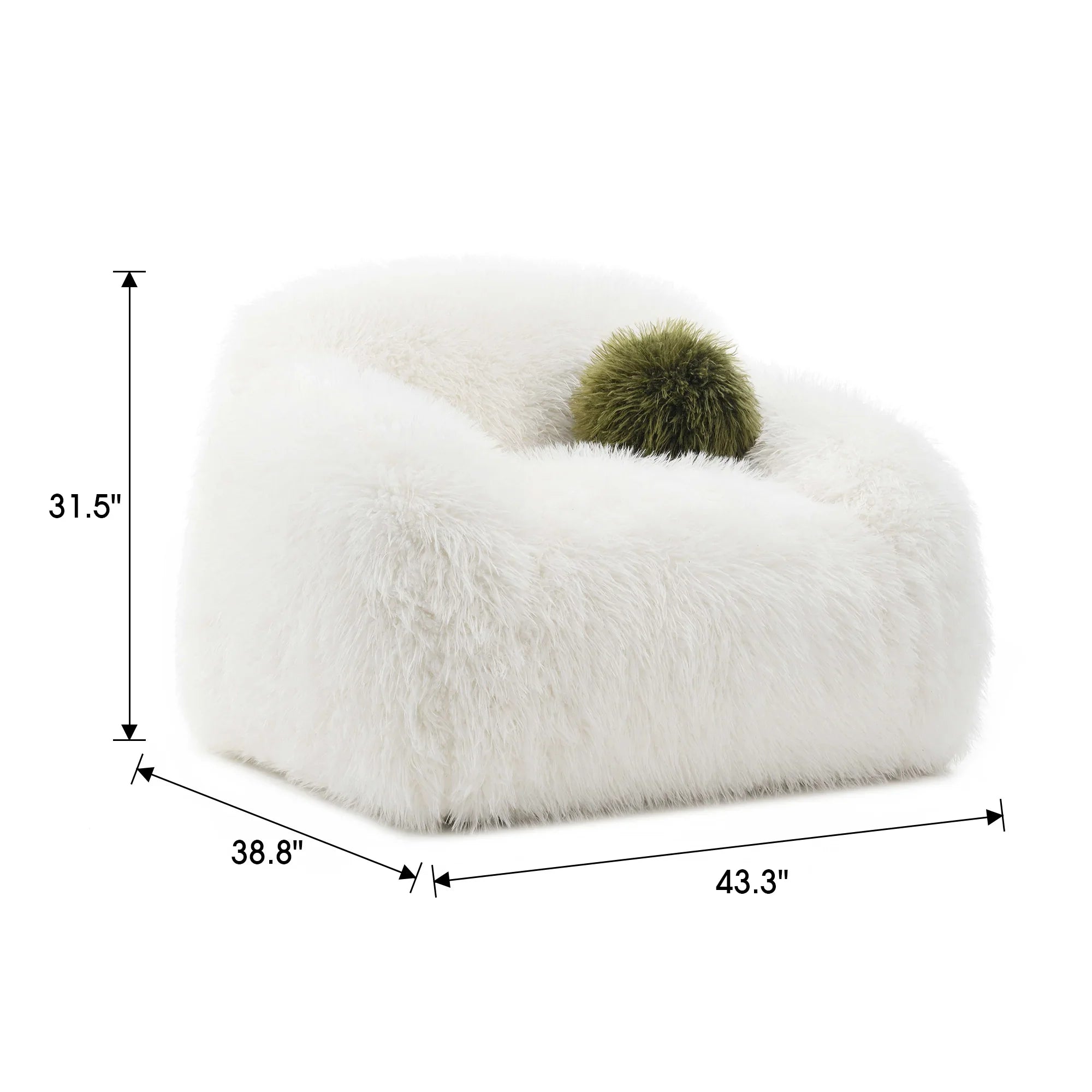 43 Inch Darwen Modern 360-Degree Swivel Chair with Ball Pillow