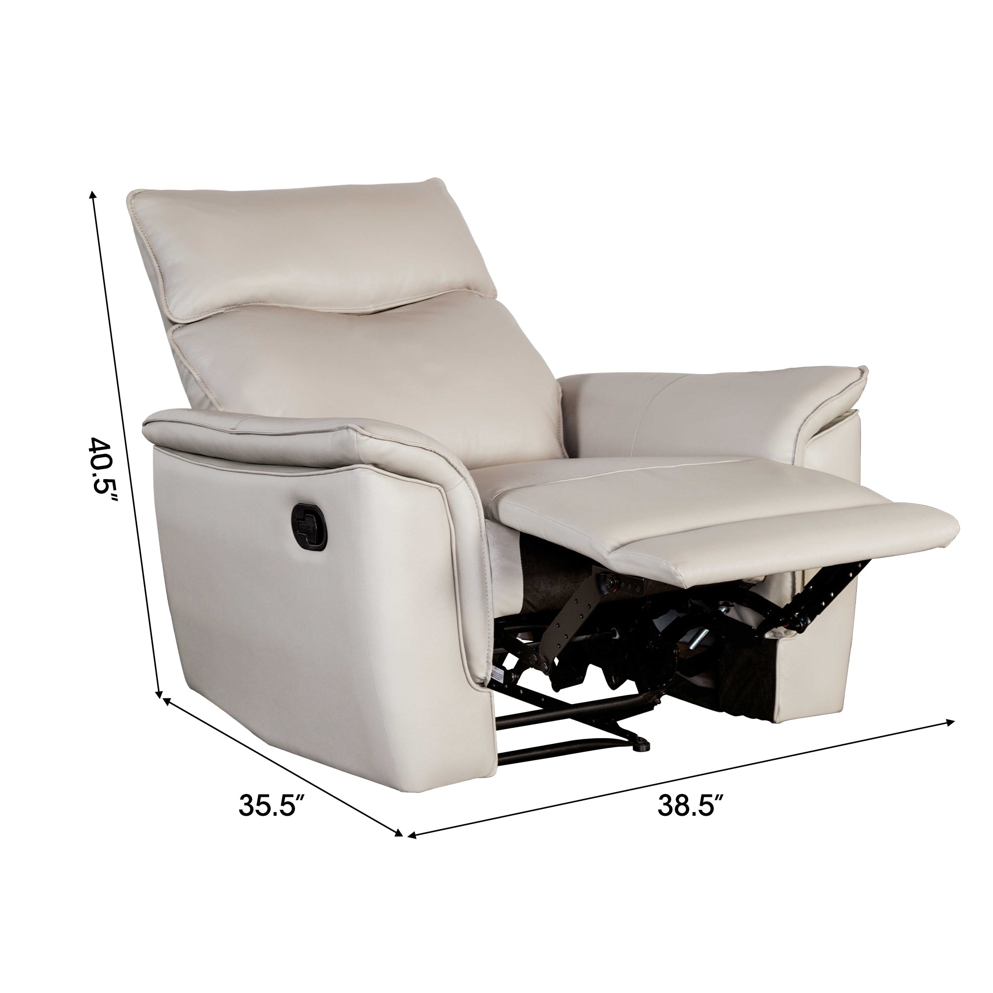 Bienne 38.5 Inch Leather Match Manual Recliner Chair