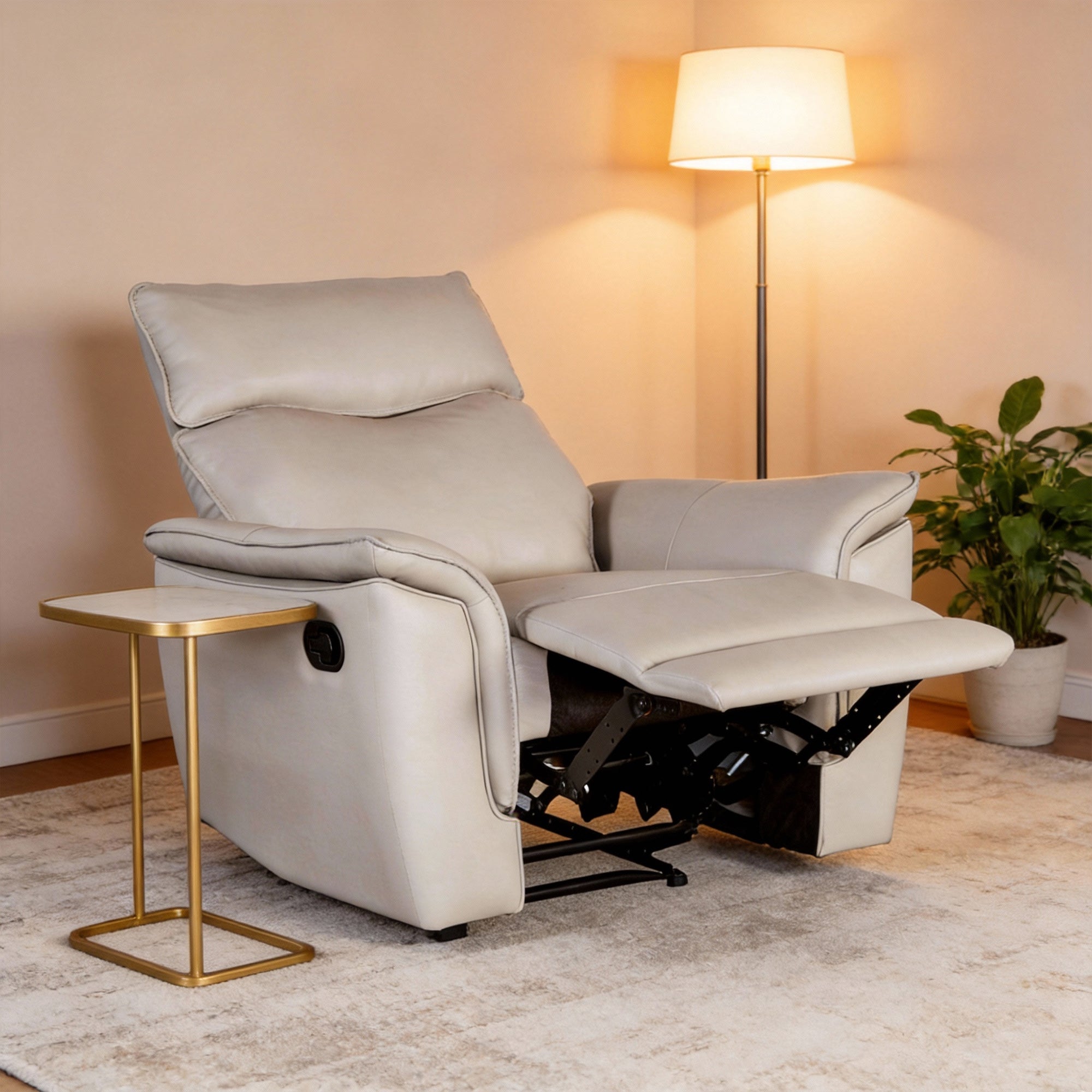 Bienne 38.5 Inch Leather Match Manual Recliner Chair