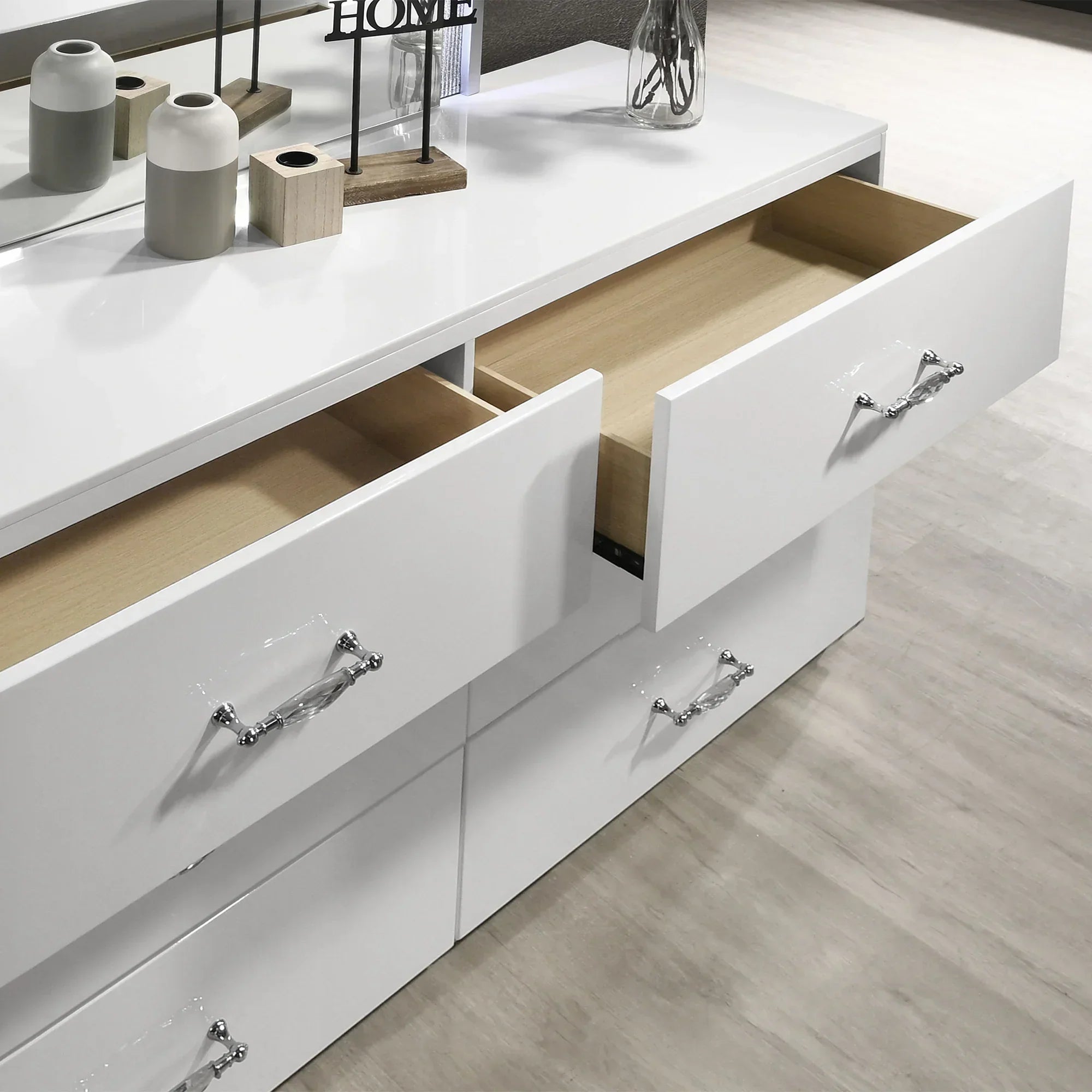 Stoholm 61.5" Modern White 6-Drawer Dresser