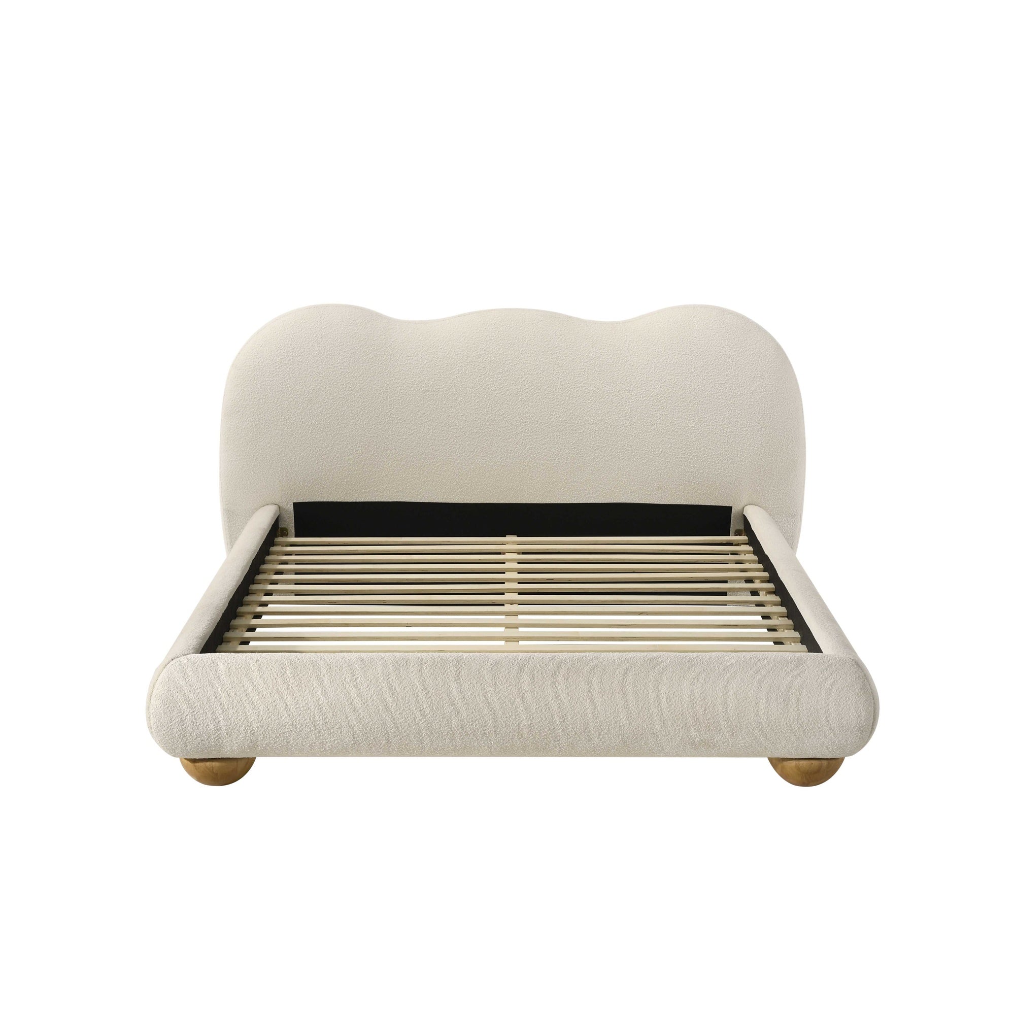 Finamore E.King & Queen Frame Platform Bed with Round Bun Wood Feet
