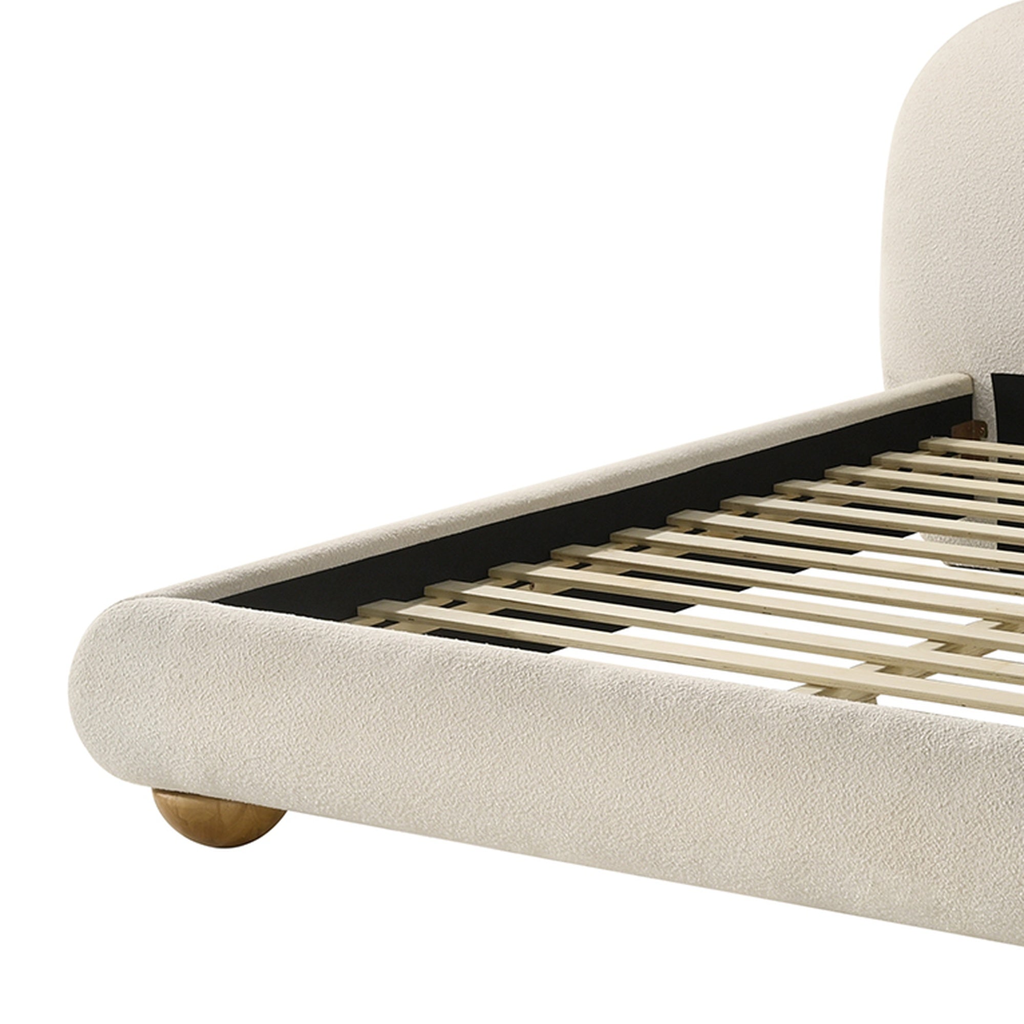 Finamore E.King & Queen Frame Platform Bed with Round Bun Wood Feet
