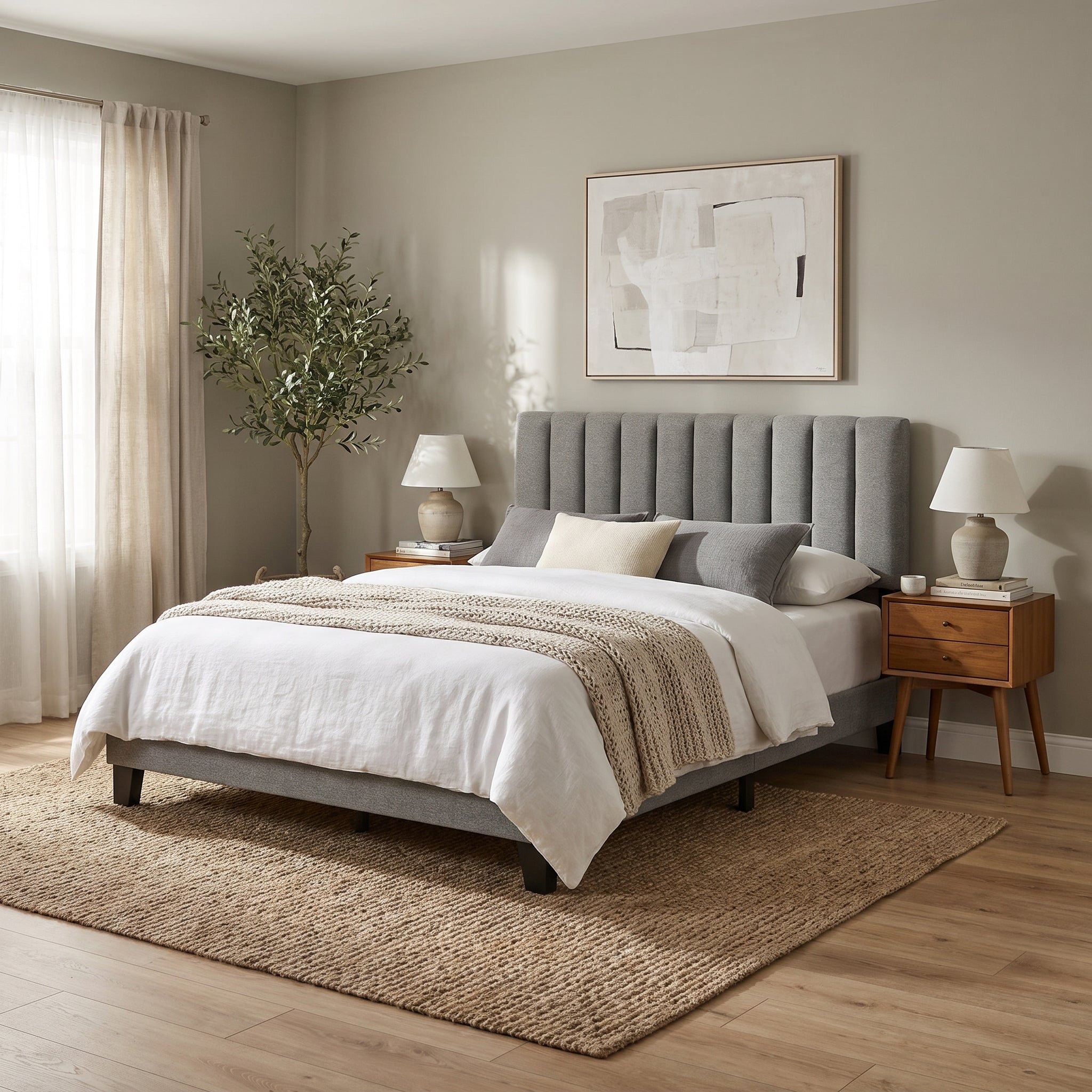 Altimari E.King & Queen Channeled Headboard Frame Platform Bed