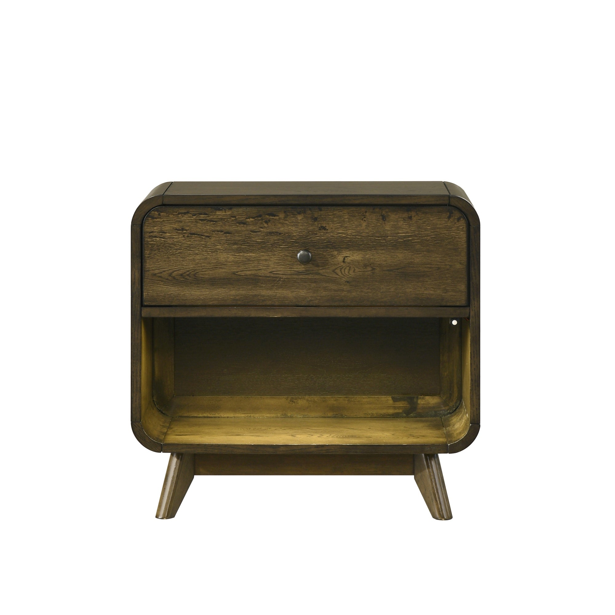27 Inch Rustic Oak 1-Drawer Nightstand with LED