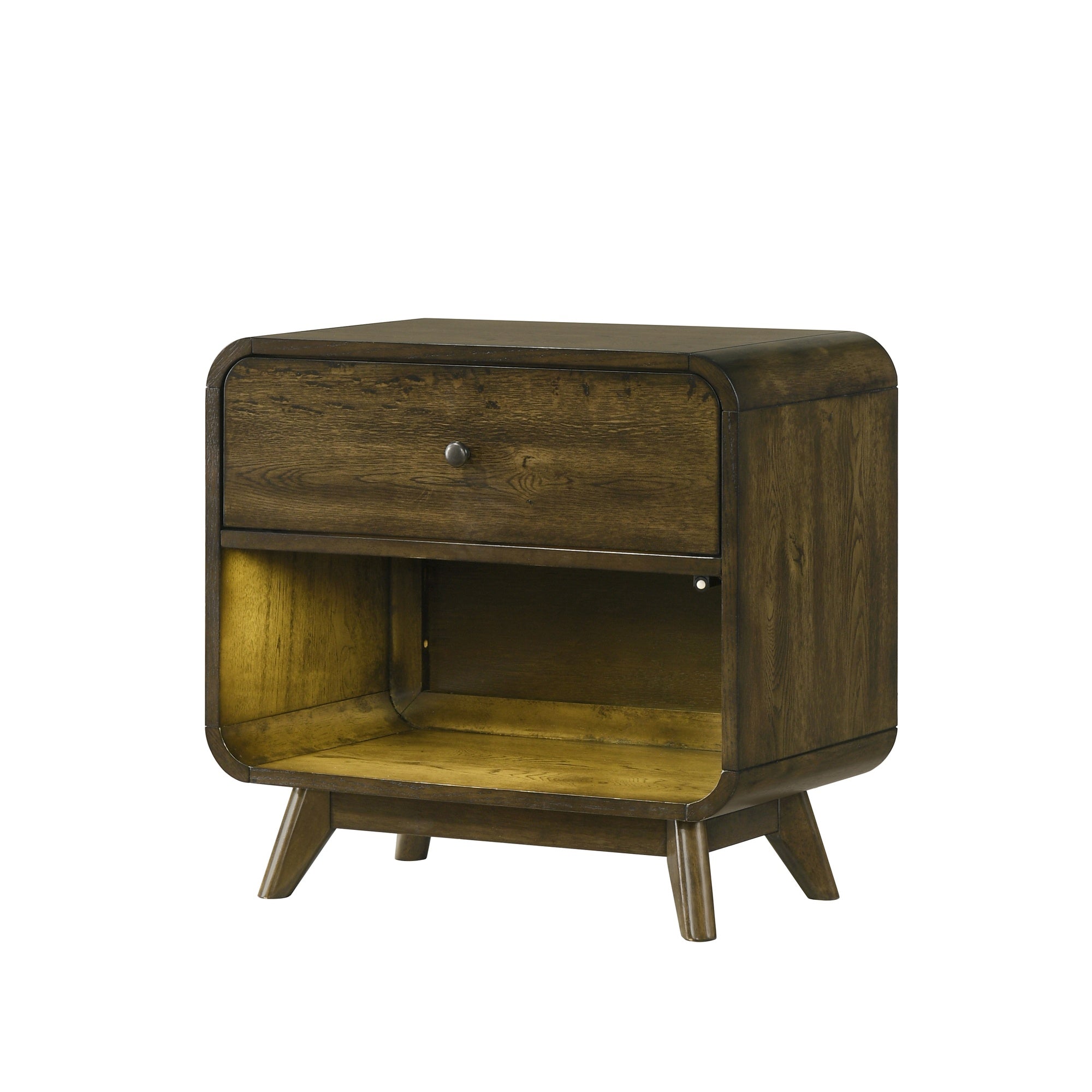 27 Inch Rustic Oak 1-Drawer Nightstand with LED