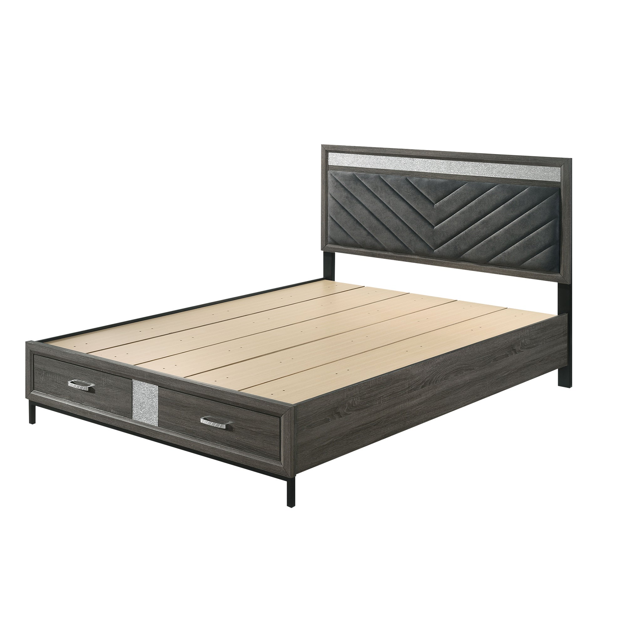 3-Piece Voleta Full & Queen & E.King Storage Platform Bedroom Set with Metal Leg