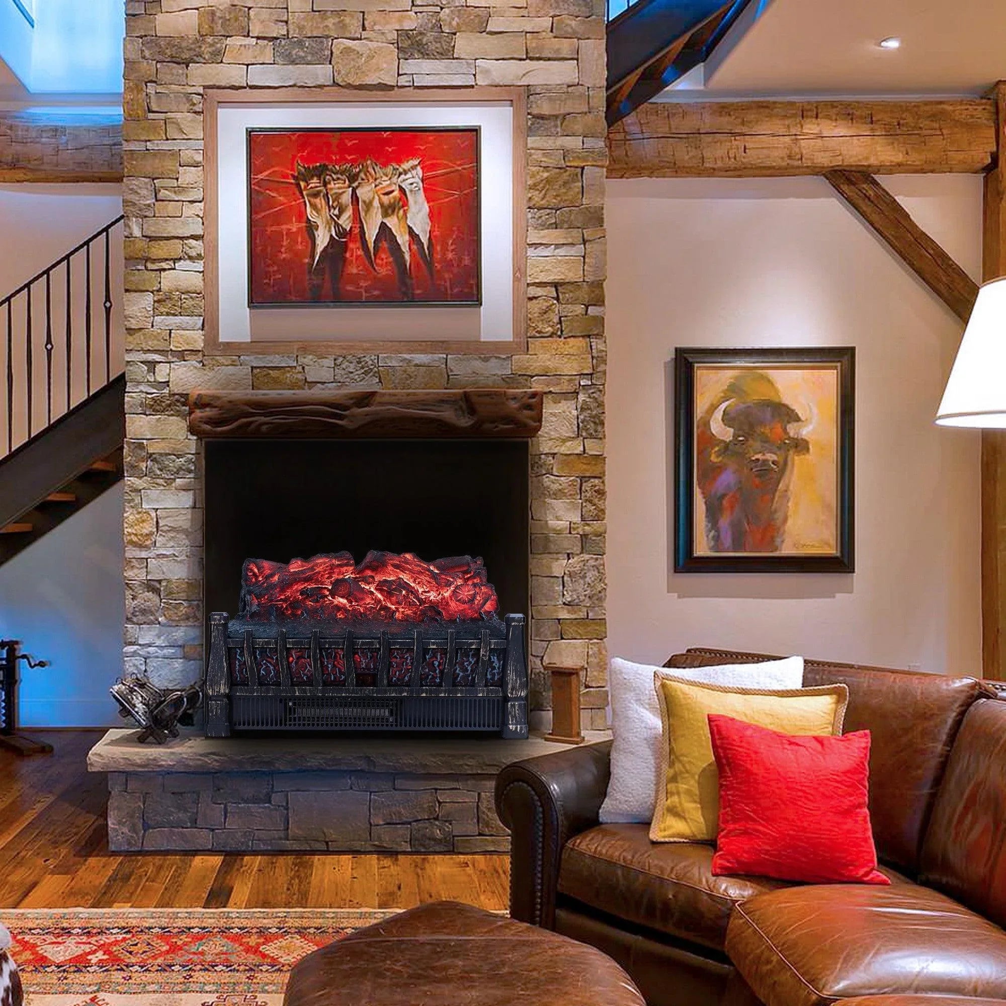 Black Insert Electric Fireplace One Heat Settings with Flame and Remote Control