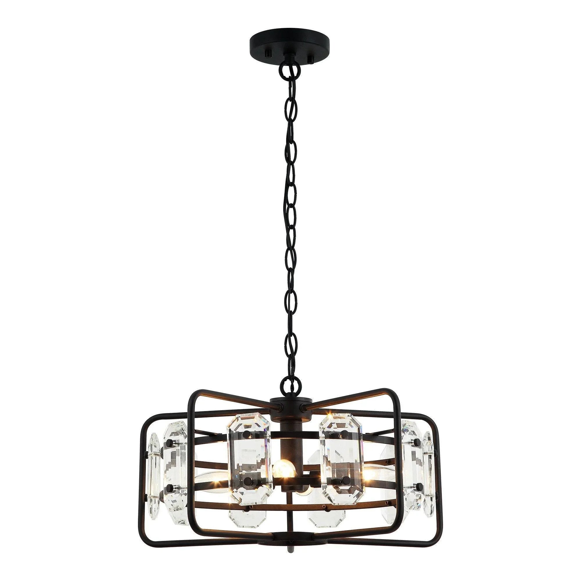 4-Light Golden or Black Modern Crystal Island Pendant Light