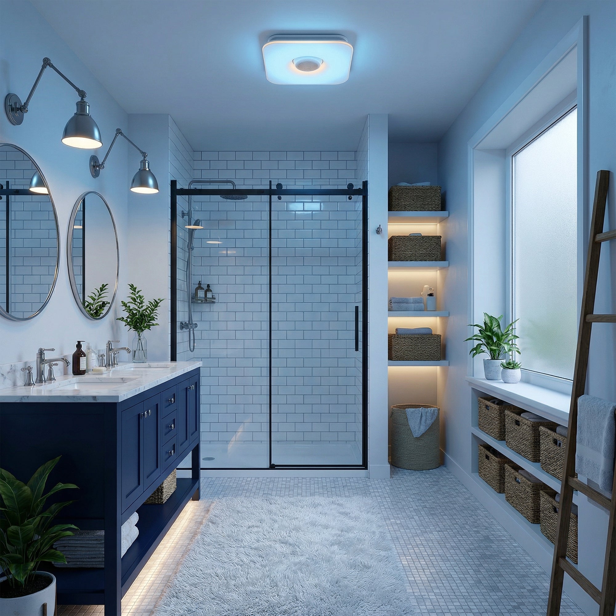 12" Smart Bathroom Exhaust Fan with RGB LED, APP & Remote Control