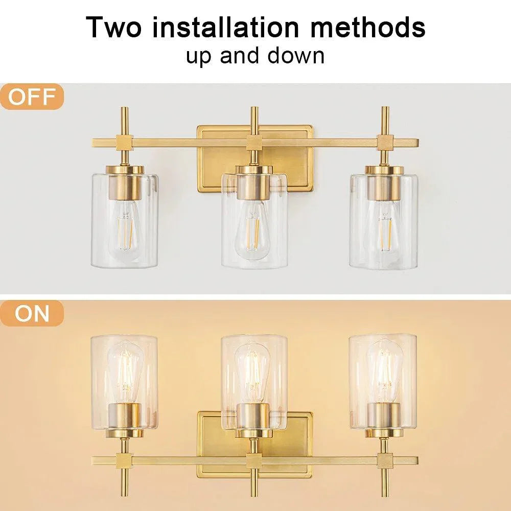 Jasper Modern Clear Glass 3-Light Bathroom Vanity Light
