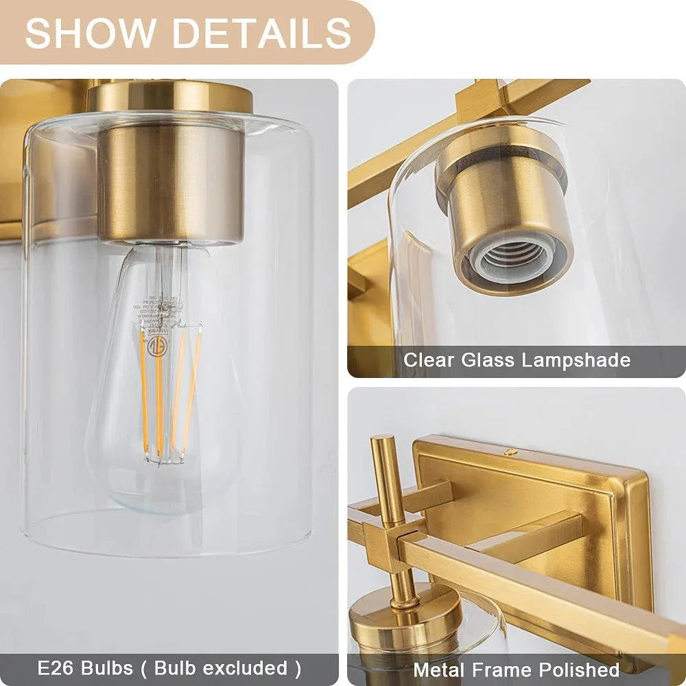 Jasper Modern Clear Glass 3-Light Bathroom Vanity Light