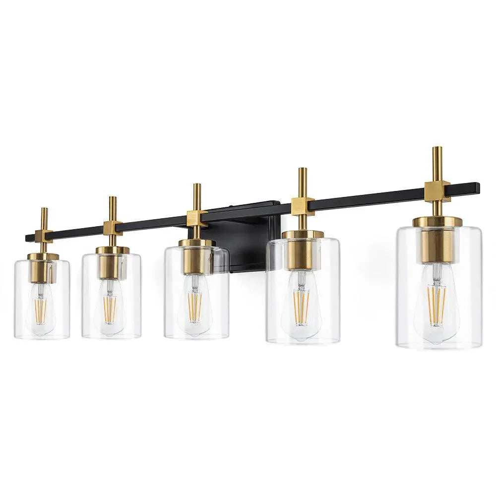 Jasper Modern Clear Glass 5-Light Bathroom Vanity Light