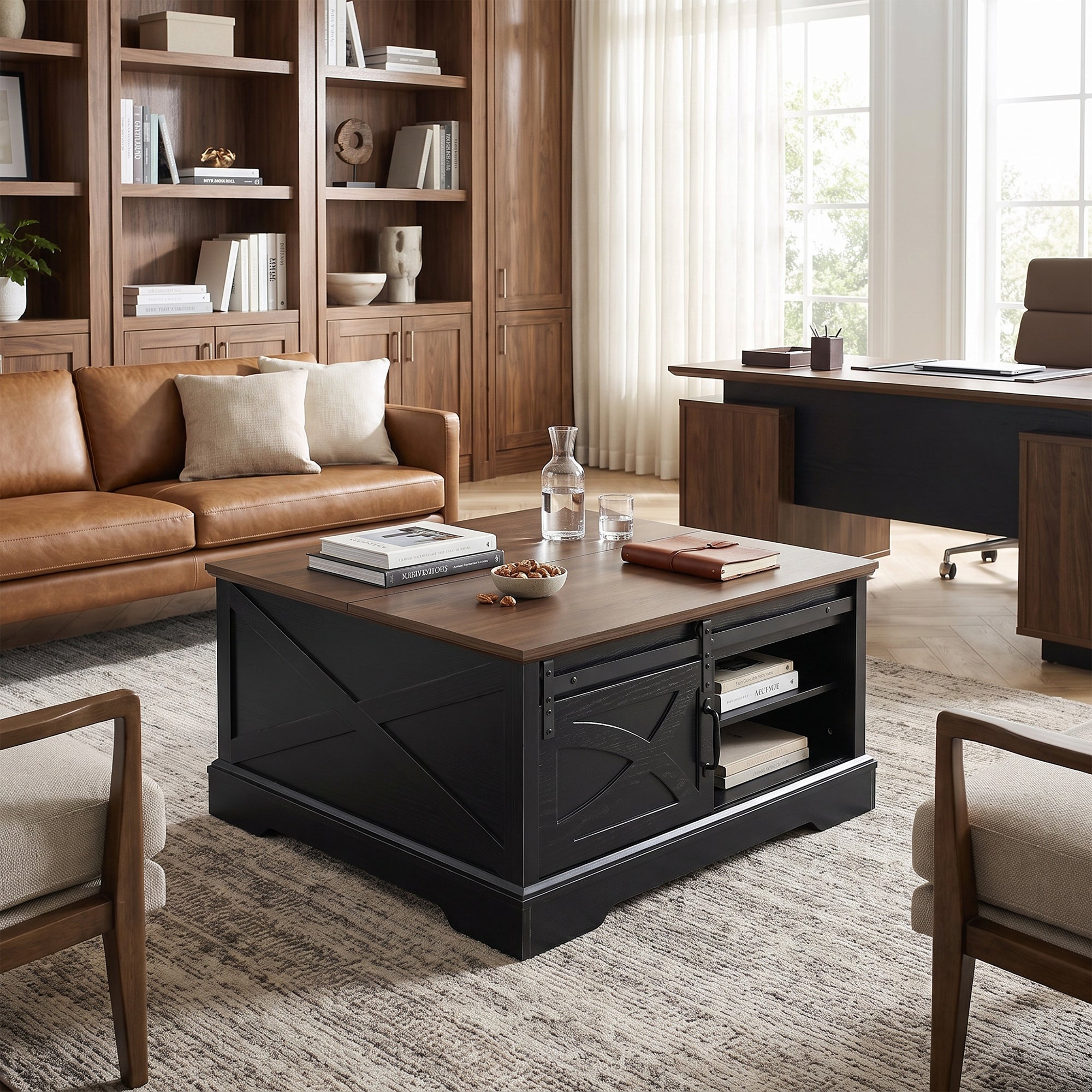 31 Inch Coffee Table Storage Cabinet with Flip-Up Top for Living Room