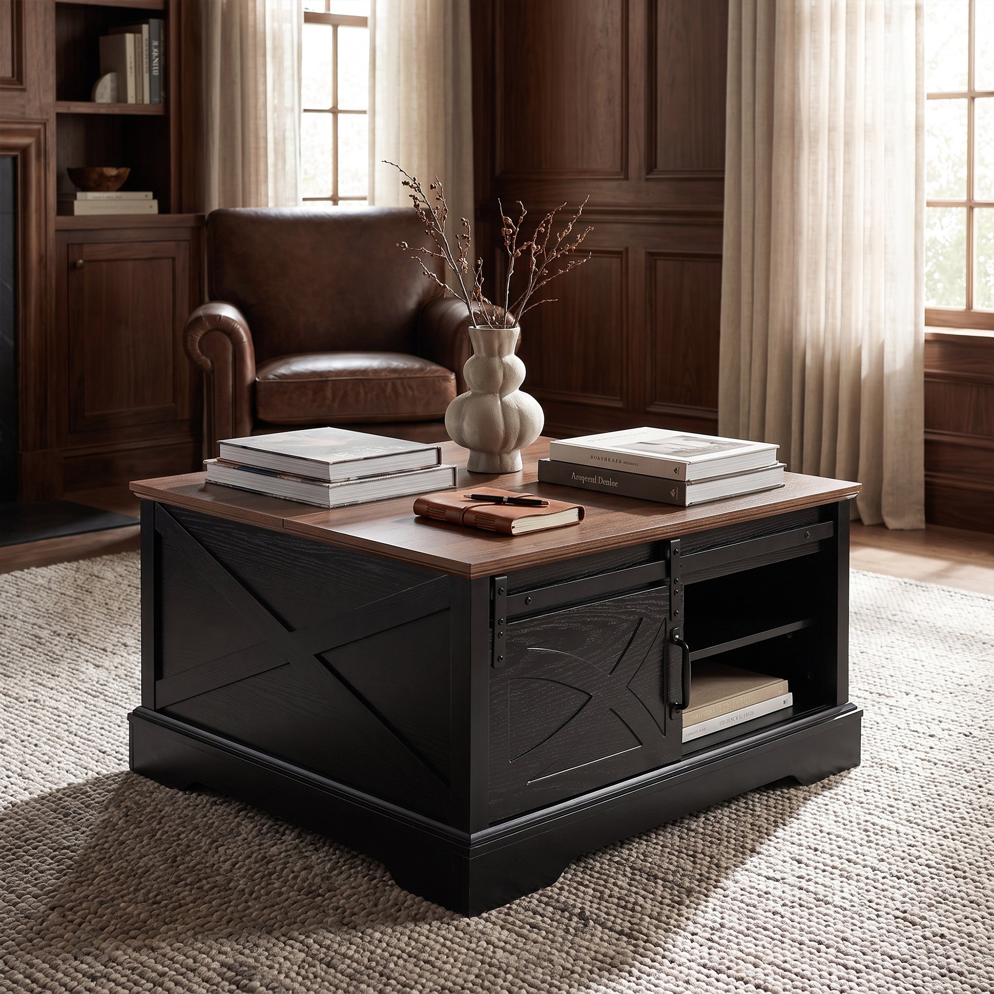 31 Inch Coffee Table Storage Cabinet with Flip-Up Top for Living Room