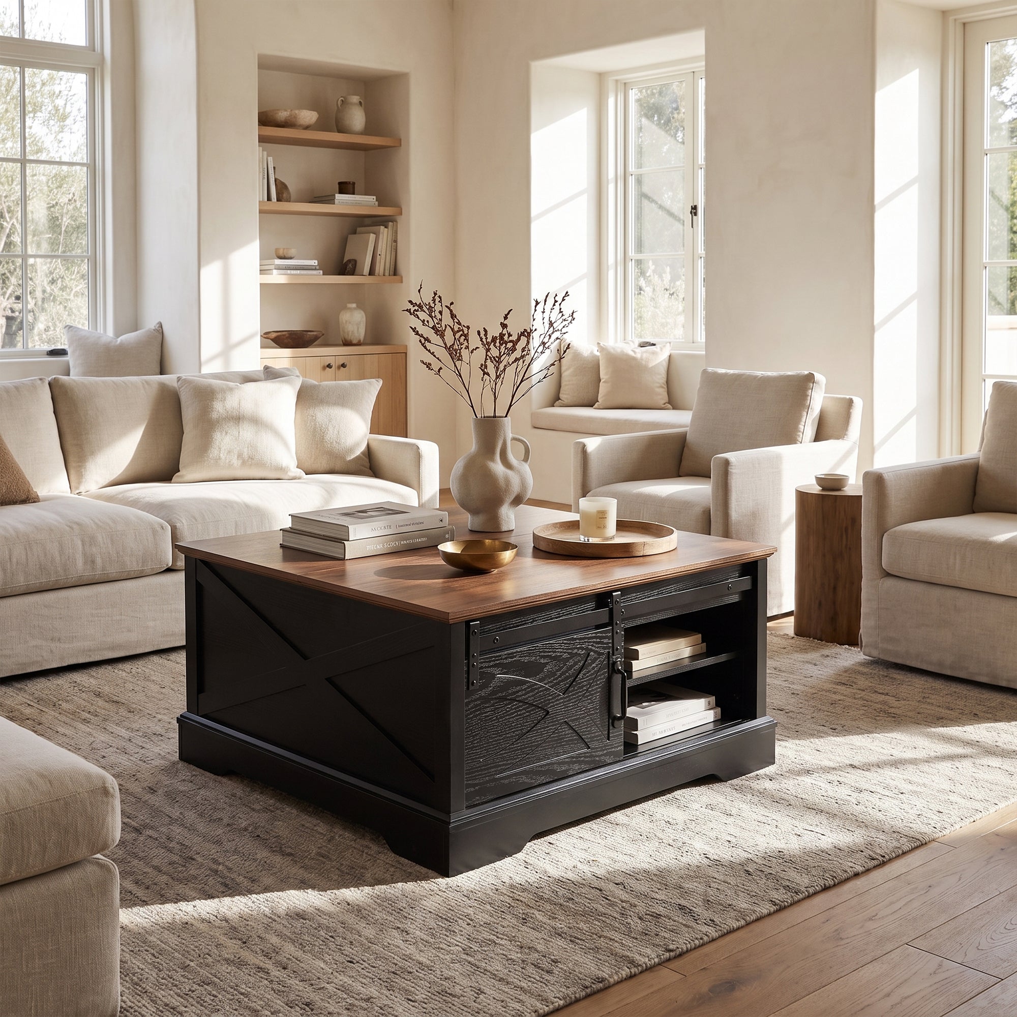 31 Inch Coffee Table Storage Cabinet with Flip-Up Top for Living Room