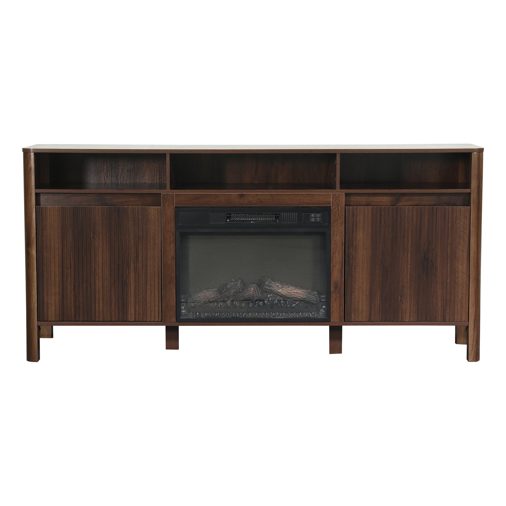 68 Inch Entertainment Center TV Stand with Storage Cabinets & Optional 24 Inch Electric Fireplace