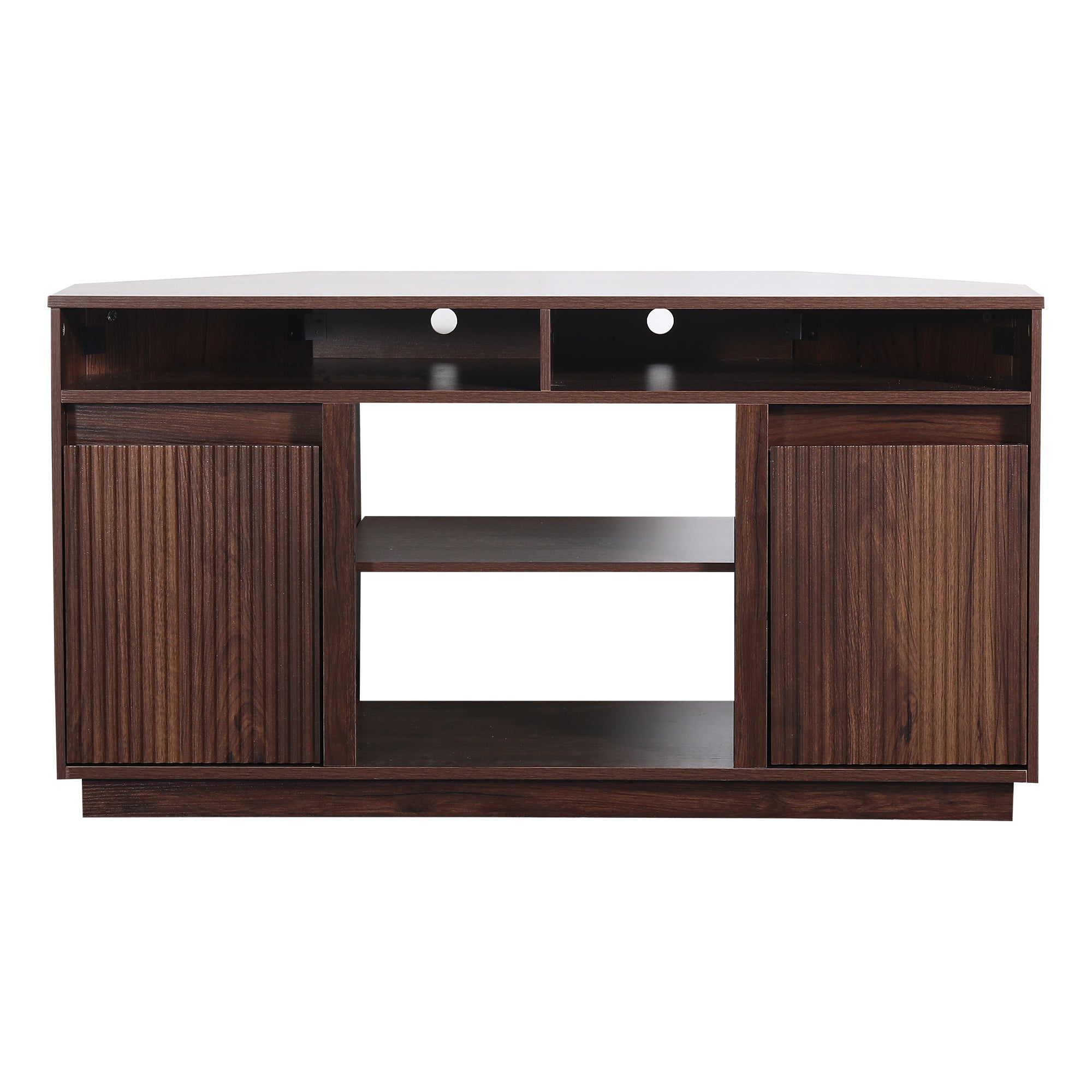 47 Inch Angled Corner Storage Cabinets TV Stand & Optional 19 Inch Electric Fireplace