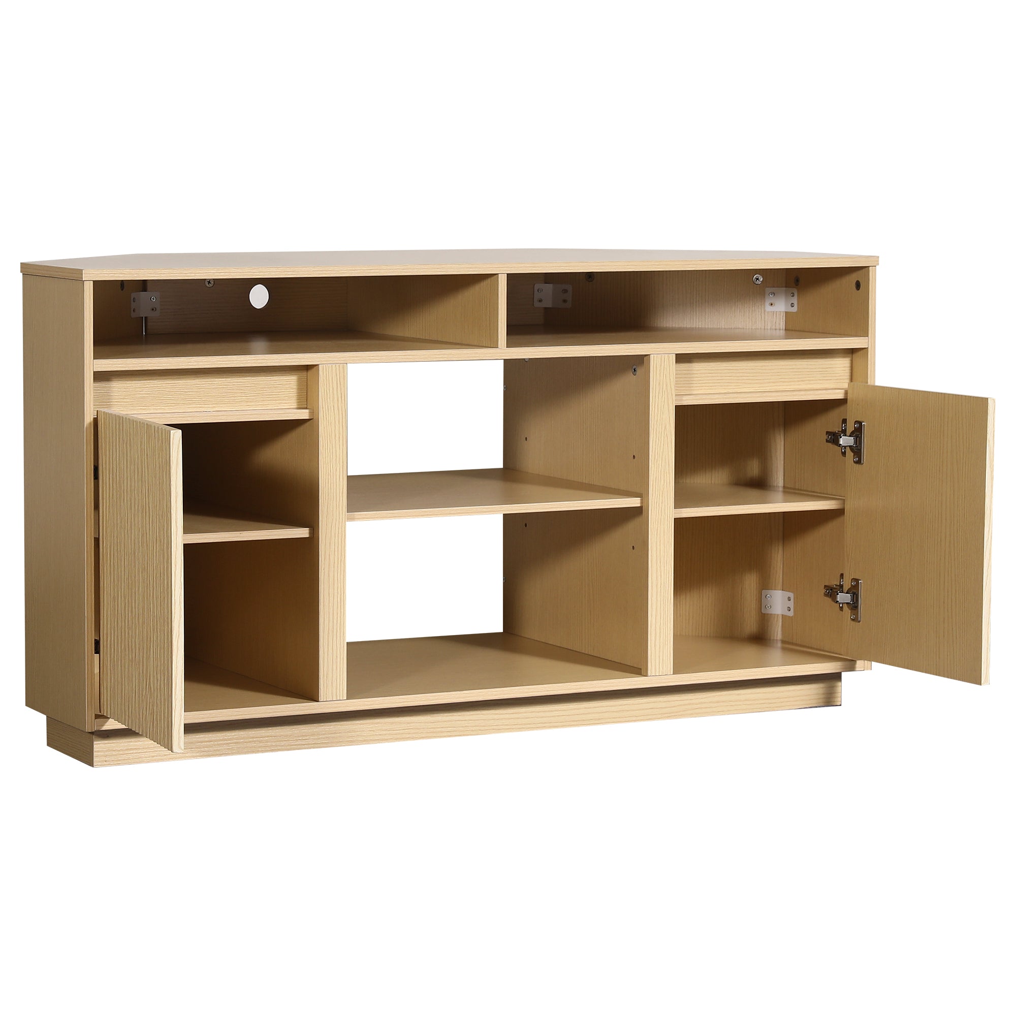 47 Inch Angled Corner Storage Cabinets TV Stand & Optional 19 Inch Electric Fireplace