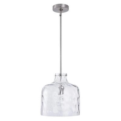 Kara Farmhouse 1-Light Textured Glass Nickel Island Pendant Light