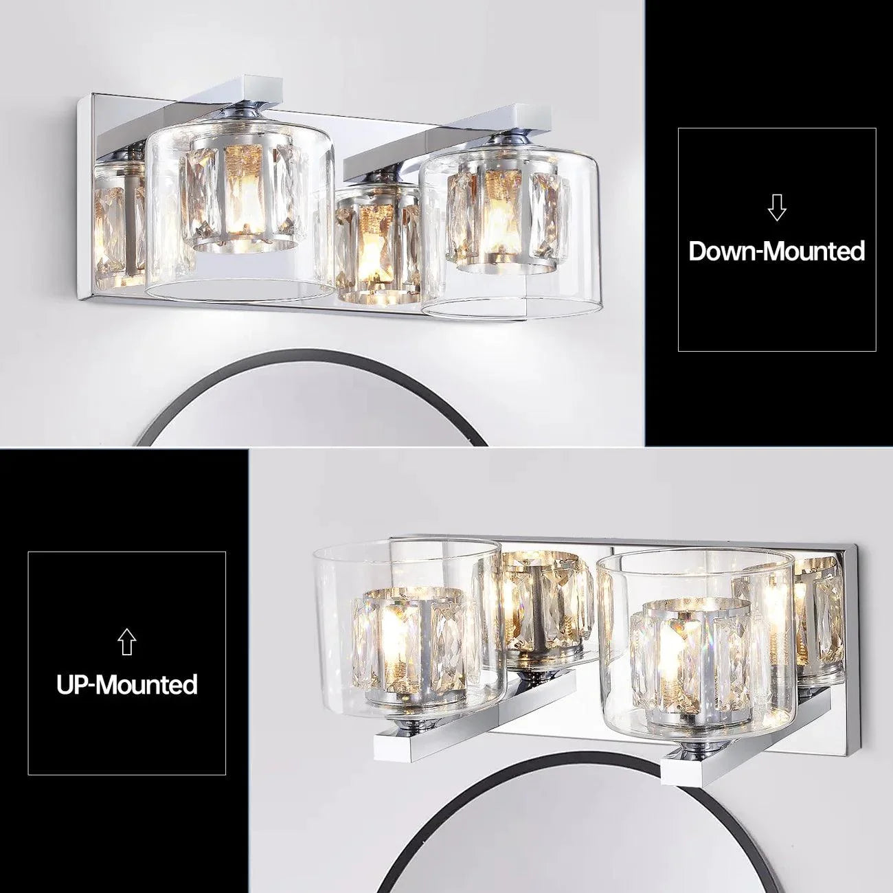 Kolt Chrome Modern 2-Light Bathroom Vanity Light
