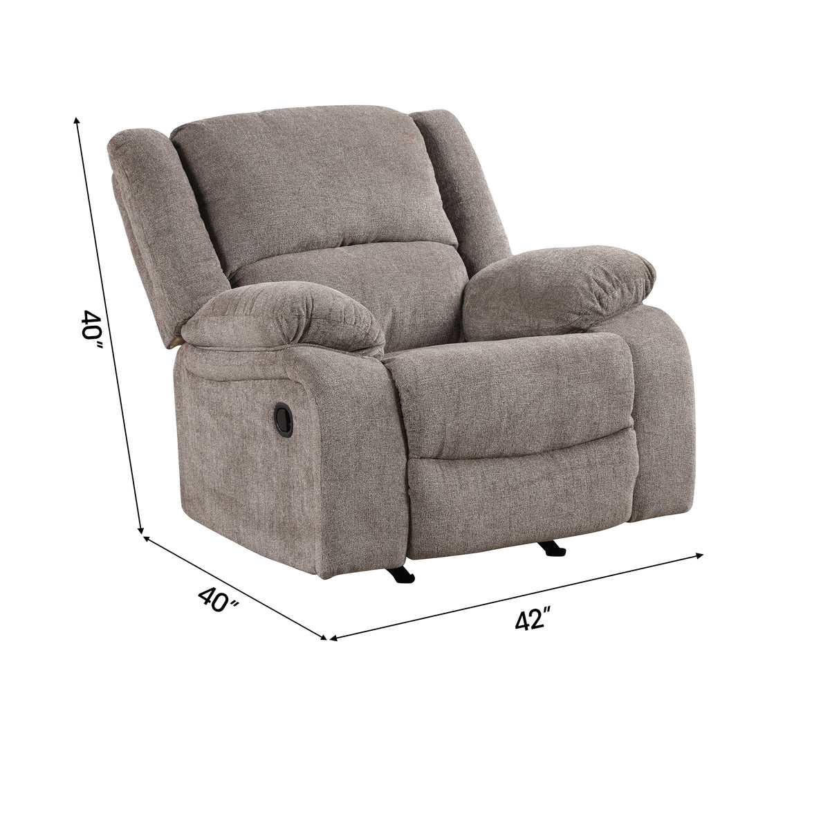 Cosimo 42 Inch Mocha Chenille Manual Recliner with Pillow Top Arms