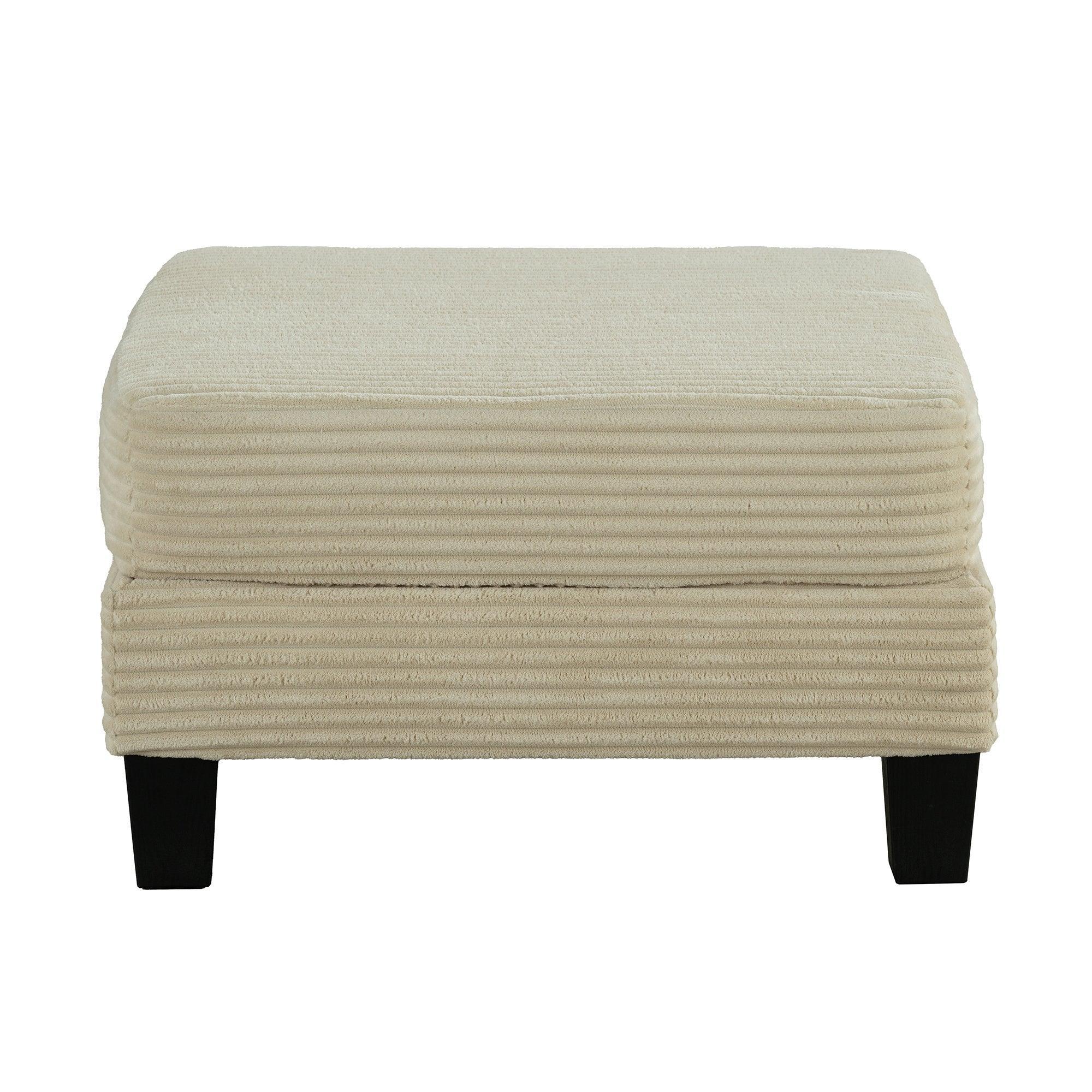 Beige 3 Piece Set Comfy Sofa Couch 3-Seater & Loveseat Sofa with Storage Ottoman with USB