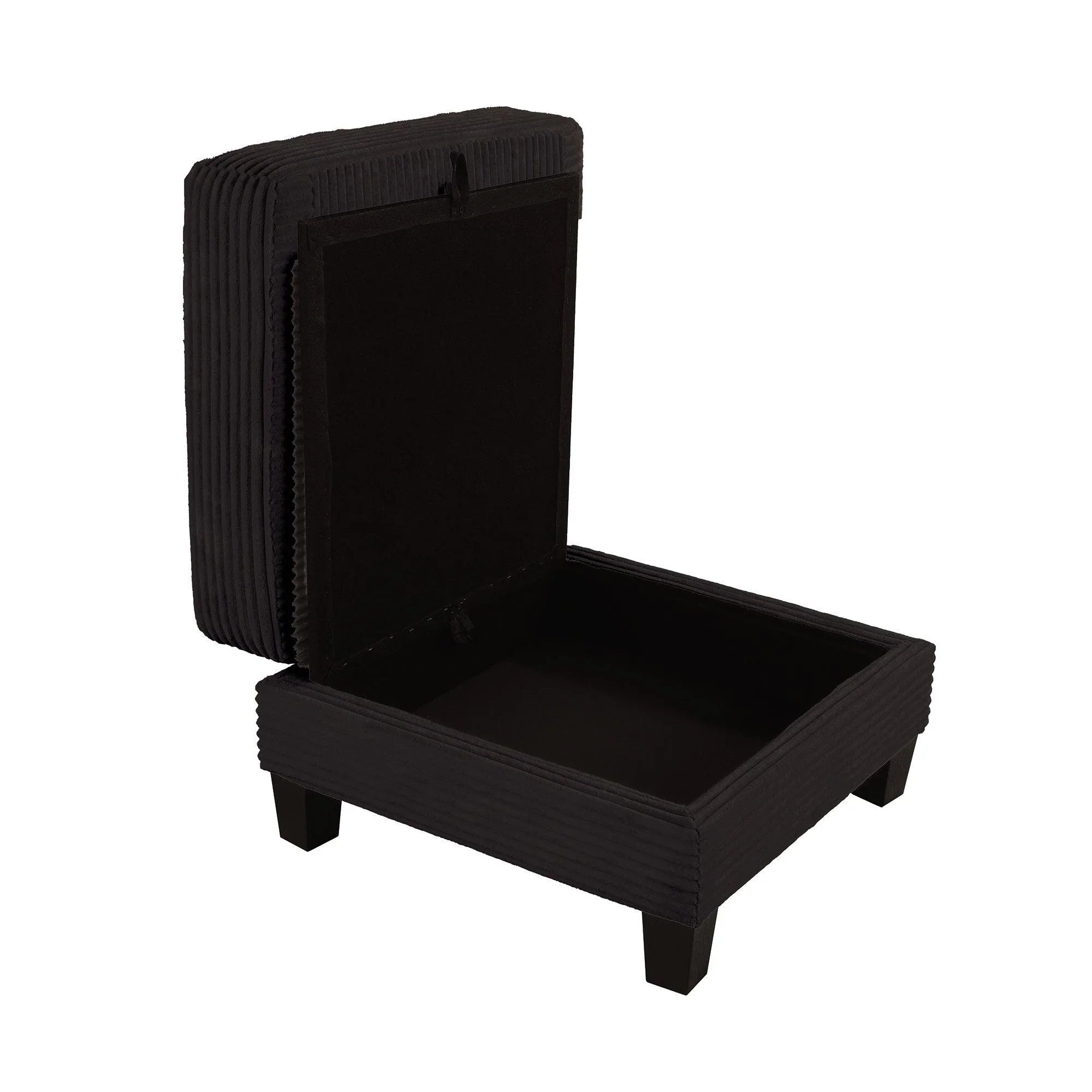 Black 3 Piece Set Comfy Sofa Couch 3-Seater & Loveseat Sofa with Storage Ottoman for Living Room with USB, Side Pockets, Pillows included