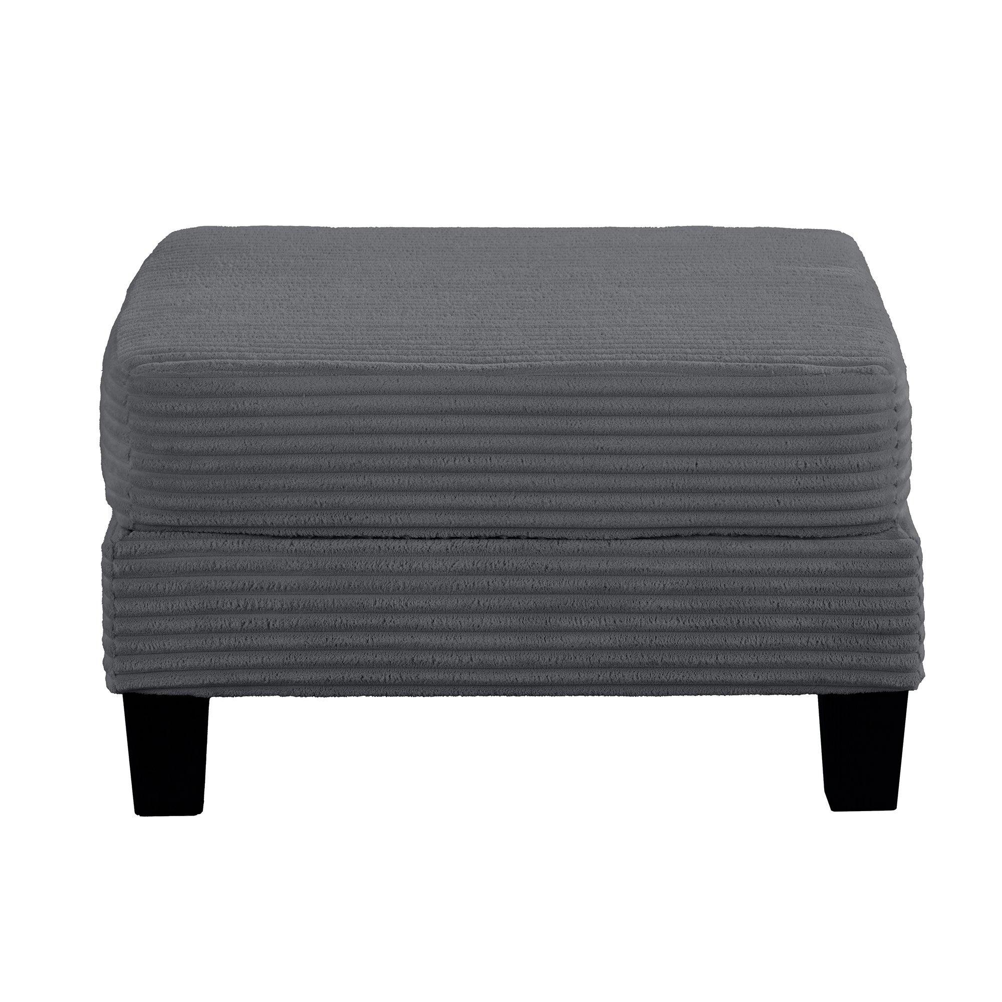 Dark Gray 3 Piece Set Comfy Sofa Couch 3-Seater & Loveseat Sofa with Storage Ottoman for Living Room with USB, Side Pockets, Pillows included
