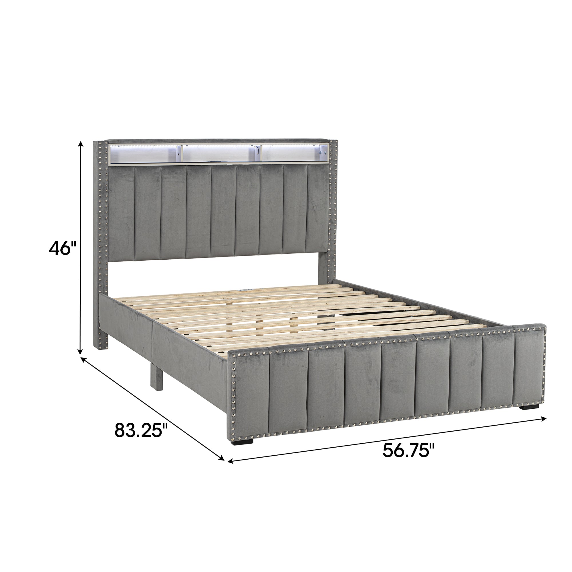 3-Piece Farese Full & Queen Storage Platform Bedroom Set with LED Light