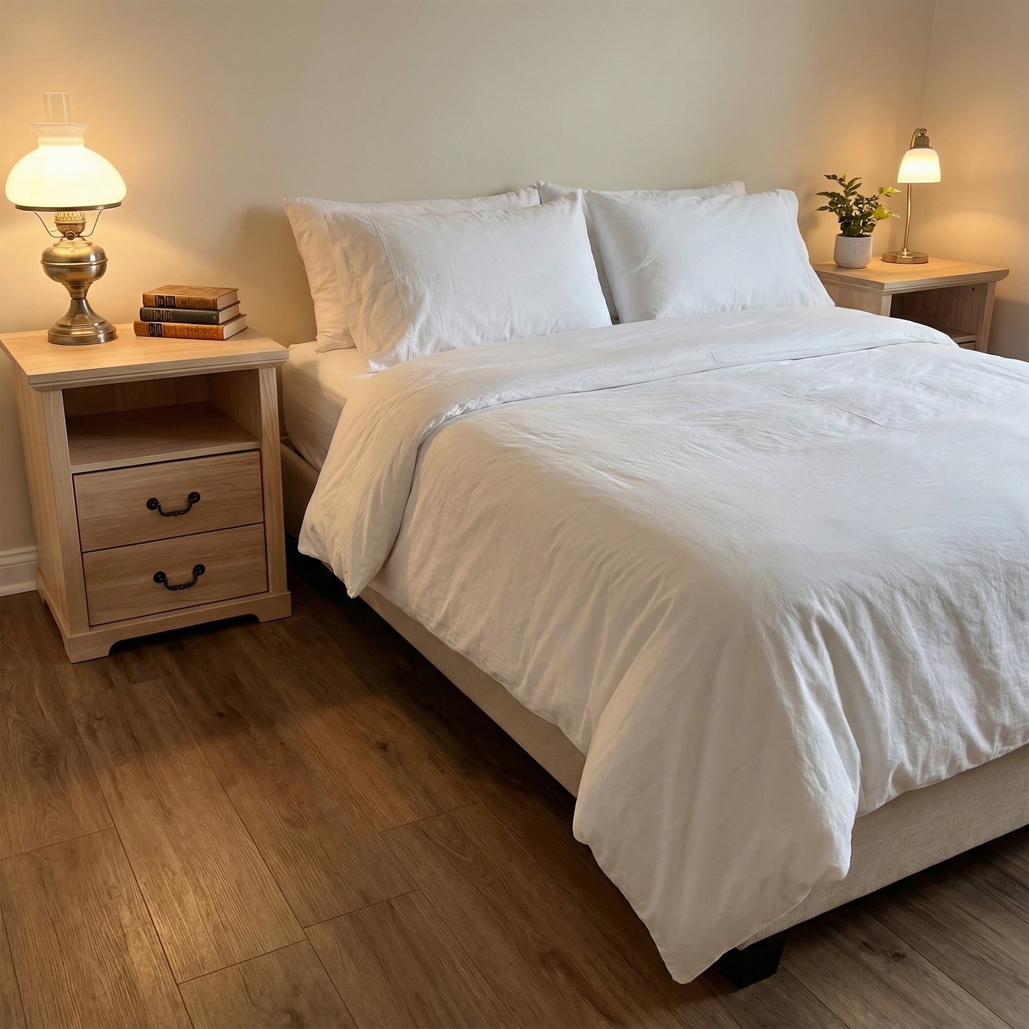 22 Inch Rustic 2-Drawer Nightstand with Open Top Shelf