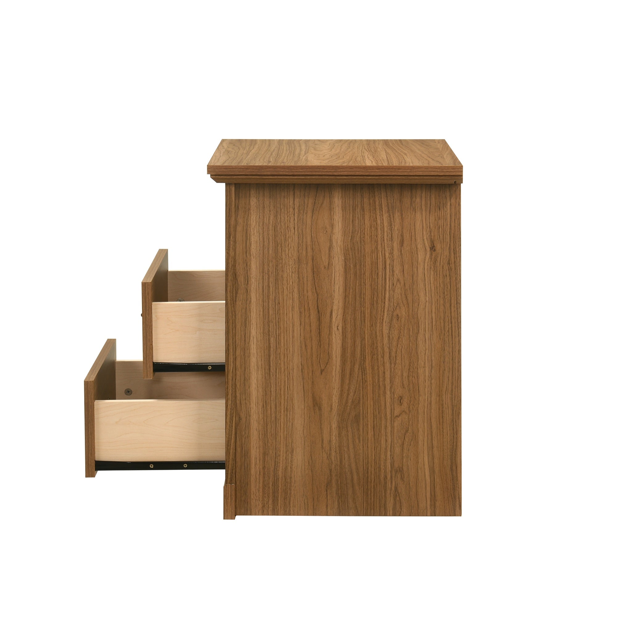 22 Inch Rustic 2-Drawer Nightstand with Open Top Shelf