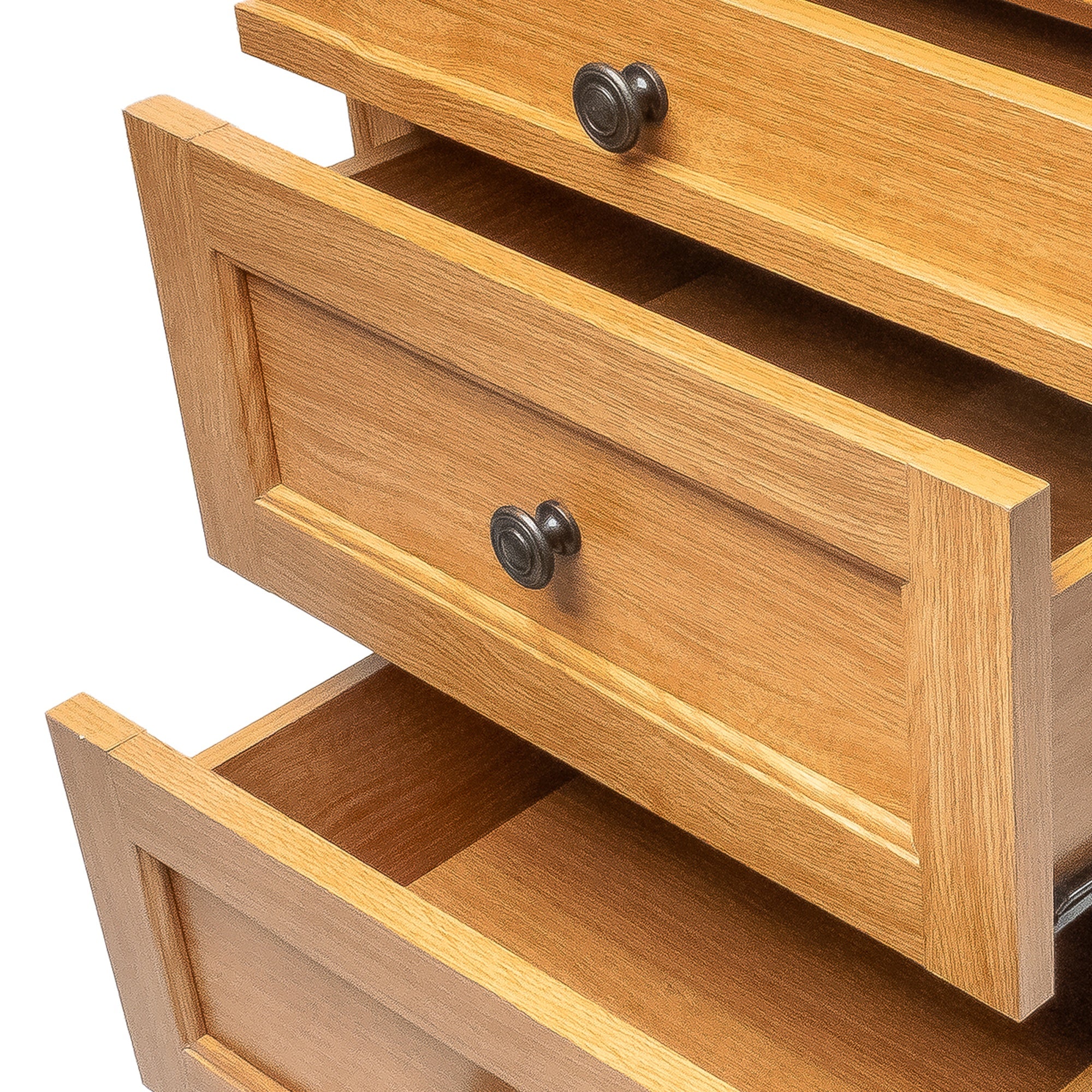 24 Inch Transitional 3-Drawer Nightstand with Solid Wood Legs