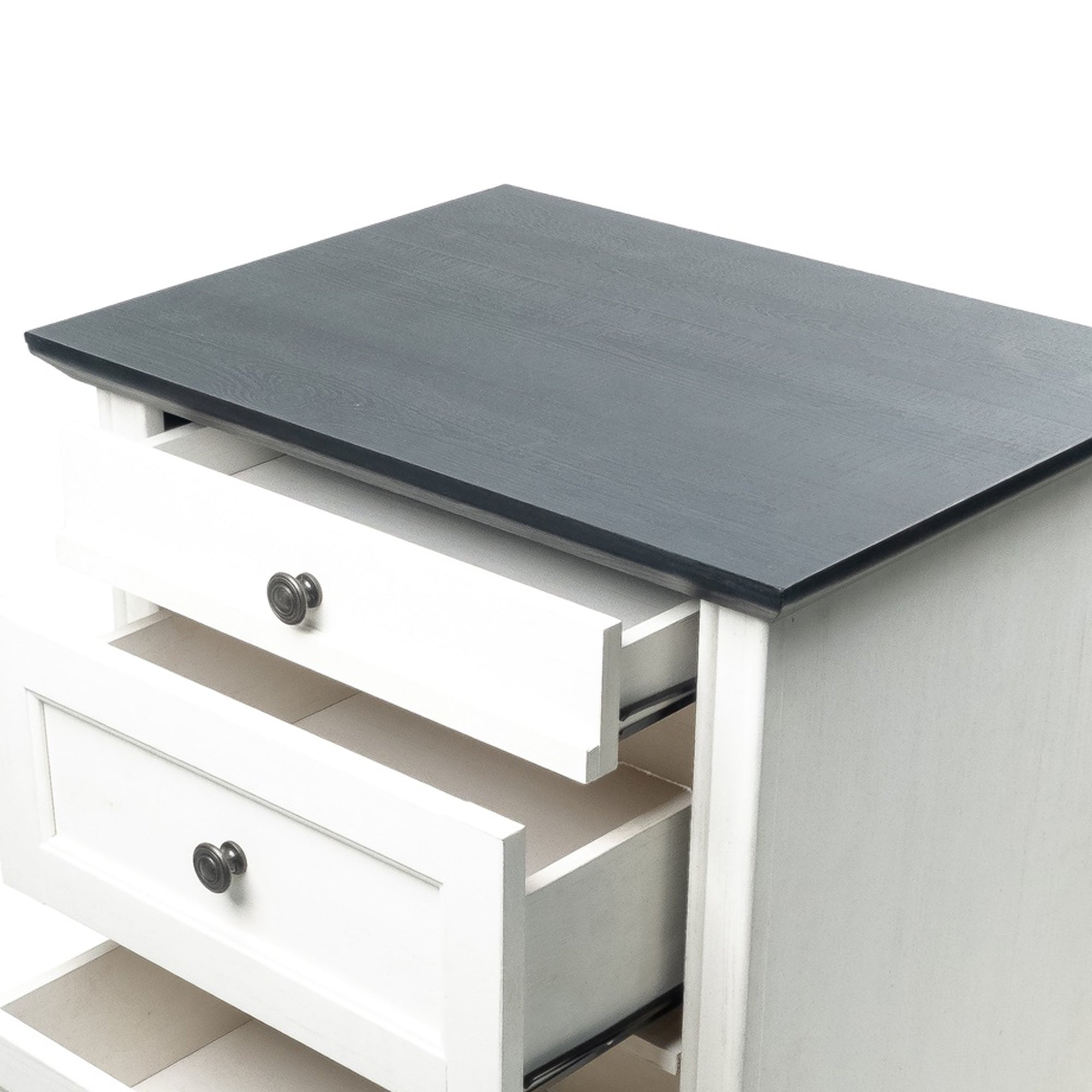 24 Inch Transitional 3-Drawer Nightstand with Solid Wood Legs