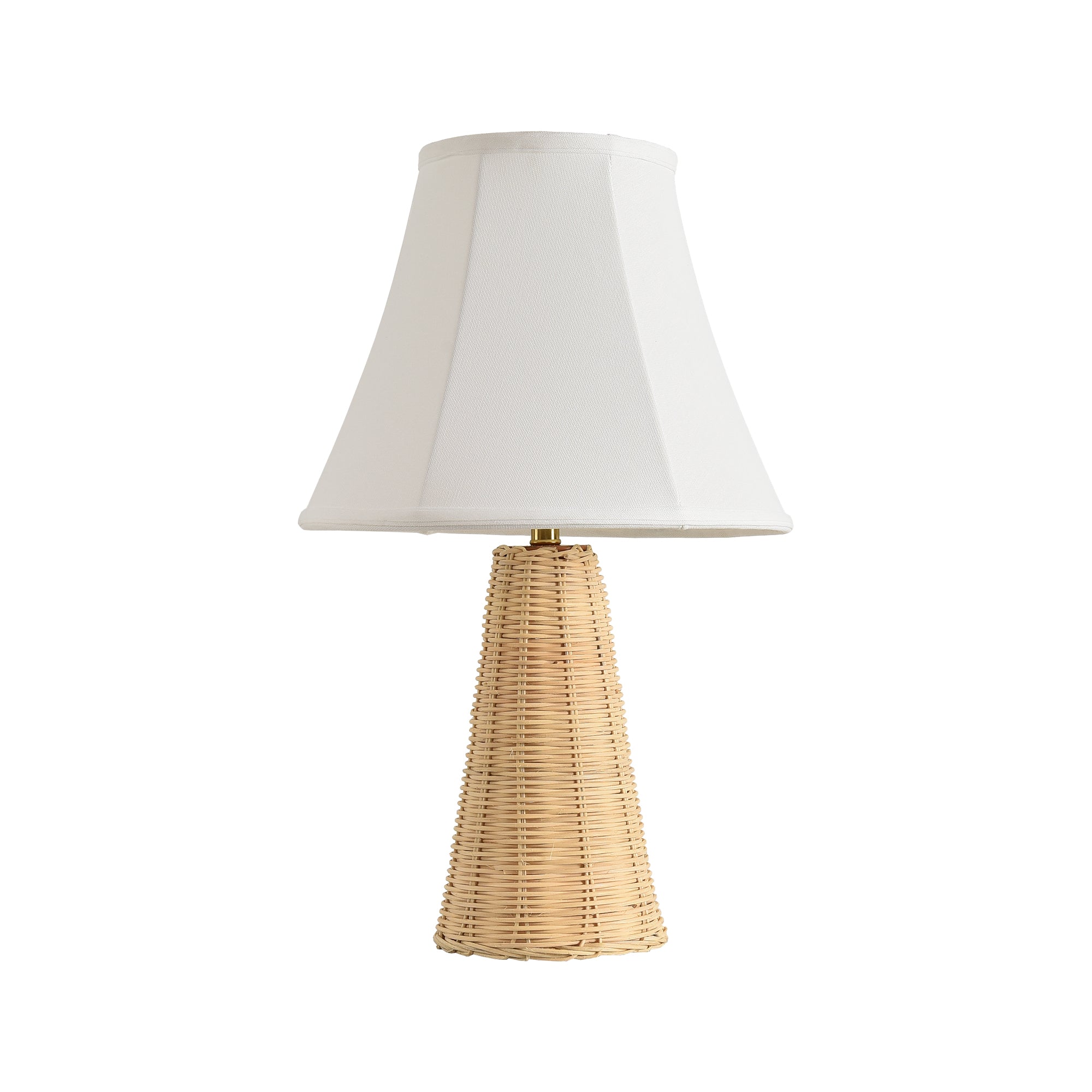 Enid 1-Light Farmhouse Rattan Table Lamp with Fabric Shade