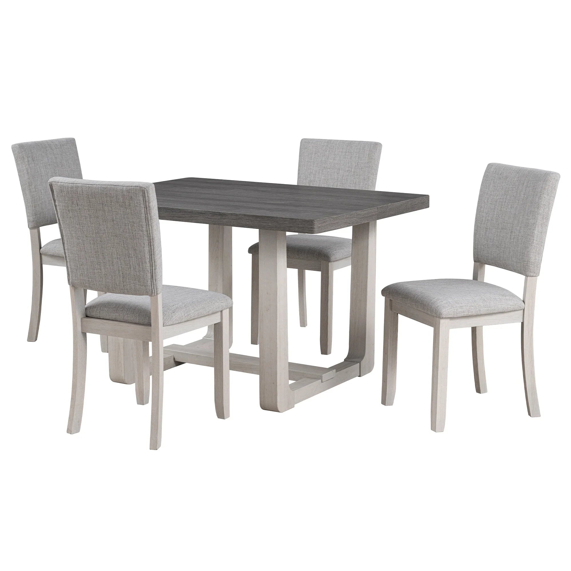 Sauro Gray Wood Top Rectangle Dining Table, Four Side Chairs Sold Separately