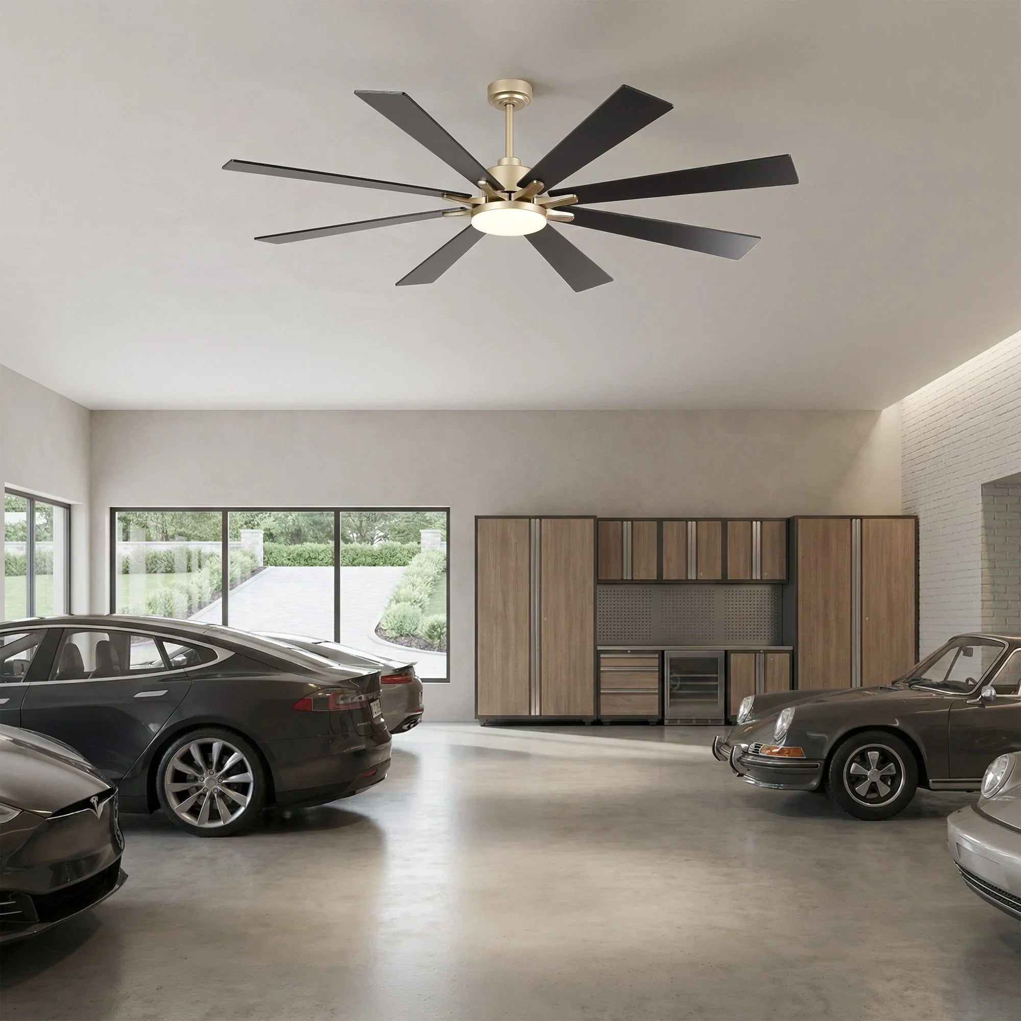 72 Inch Elbe Modern Downrod Mount Ceiling Fan with Light and Remote Control