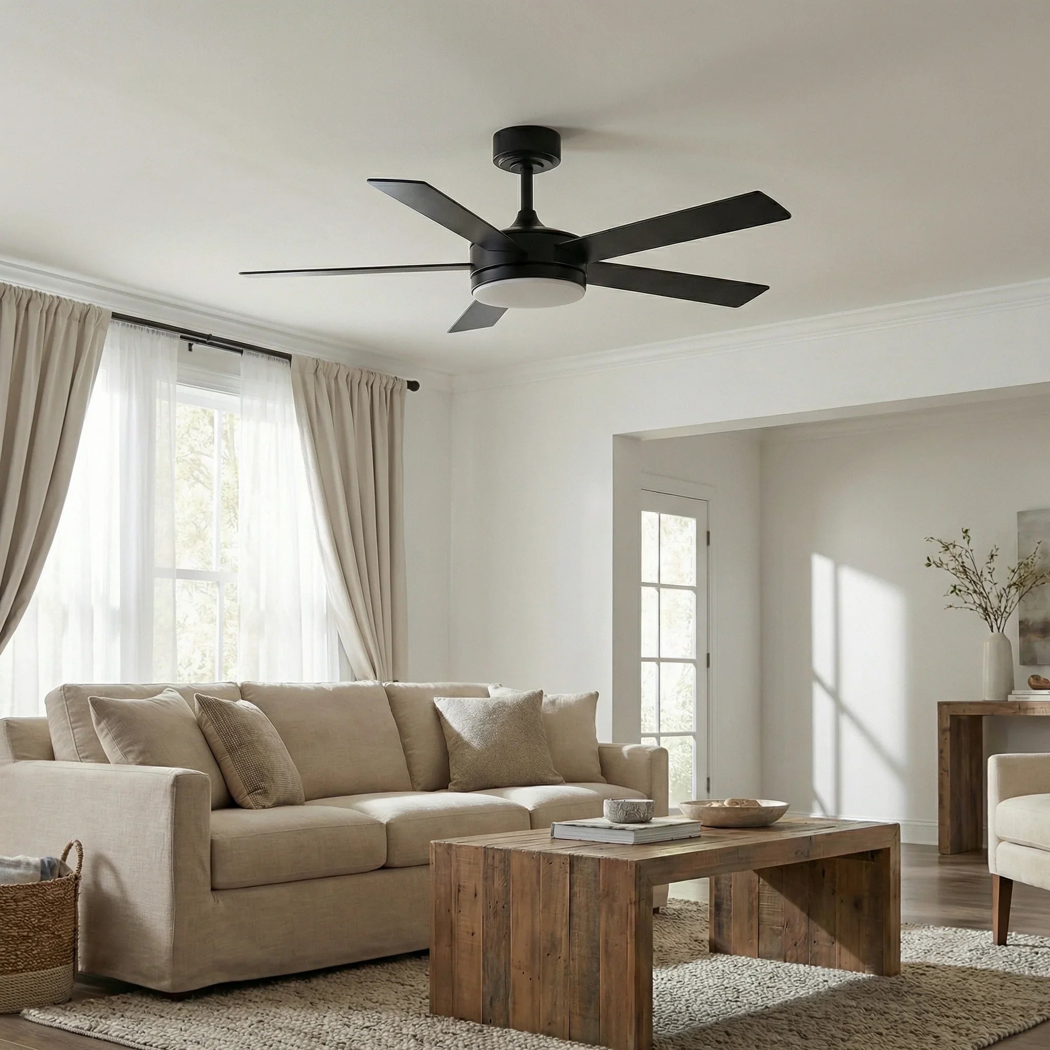 Vaczon 48 Inch Tracy Downrod Mount LED Ceiling Fan with APP & Remote Control